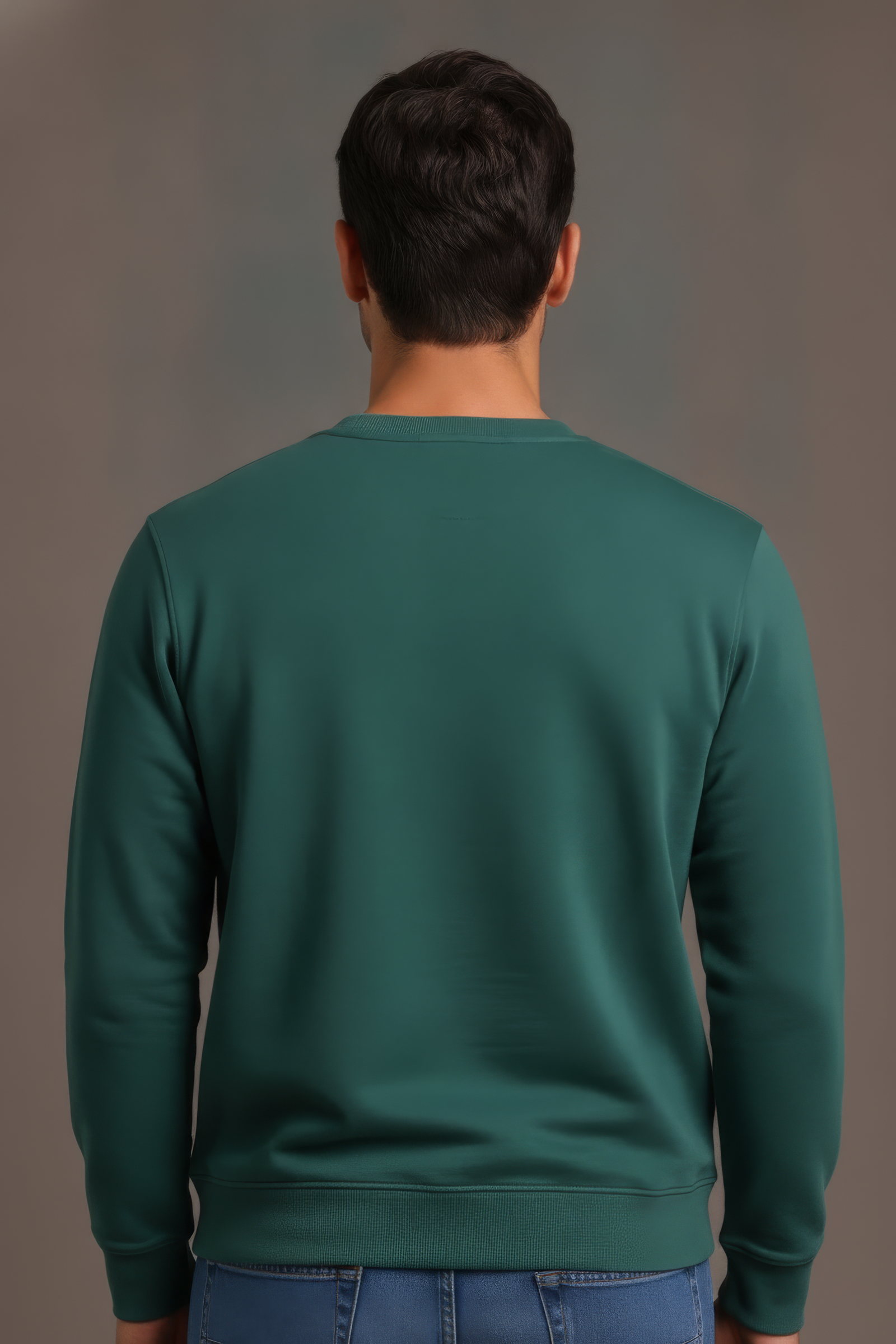 Men’s Premium Hunter Green Crew Neck Cotton Fleece Sweatshirt