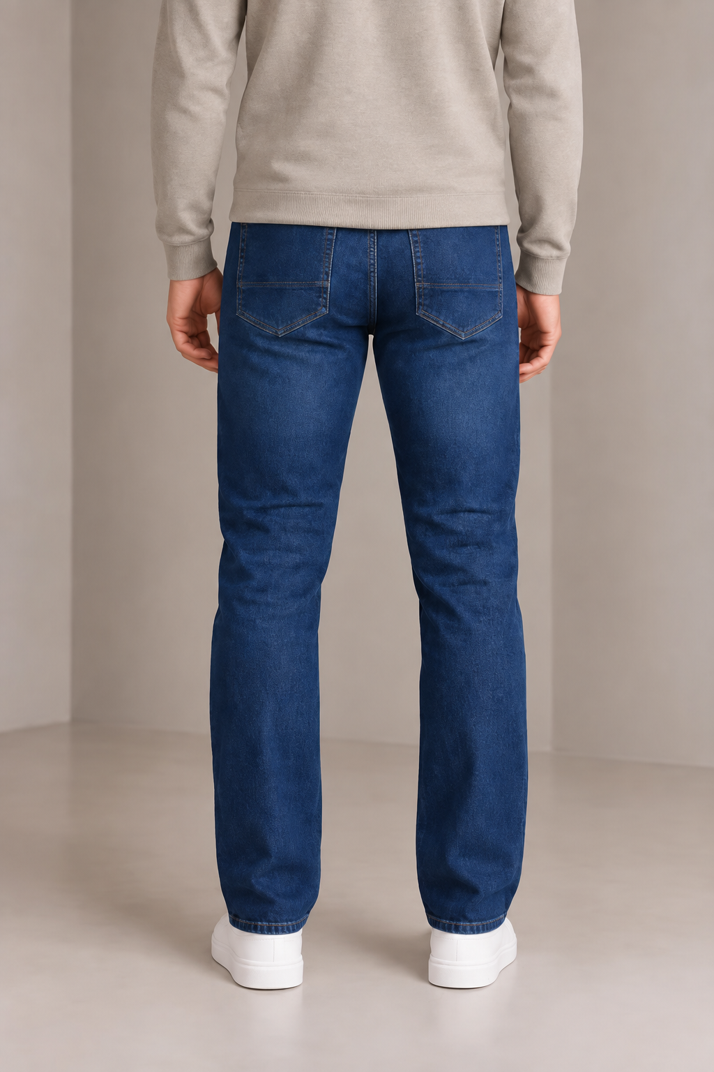 Men’s Carbon Blue Denim Jeans – Regular Fit Straight Leg Casual Jeans