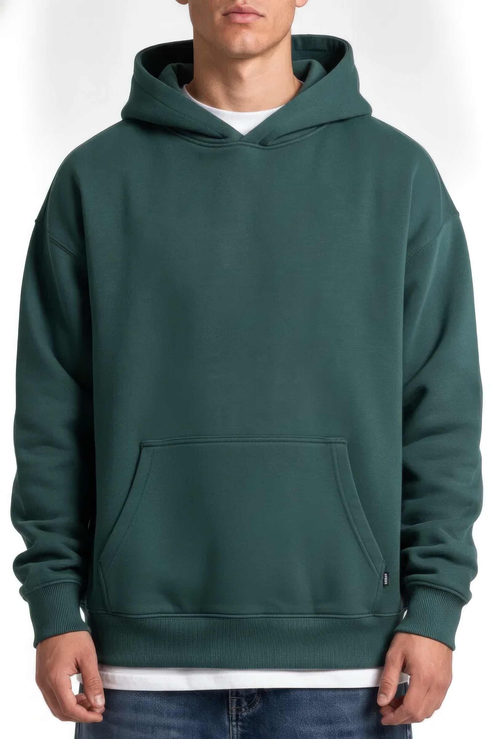 Bottle Green Melange Hooded Sweatshirt  – Premium Blended German Velvet