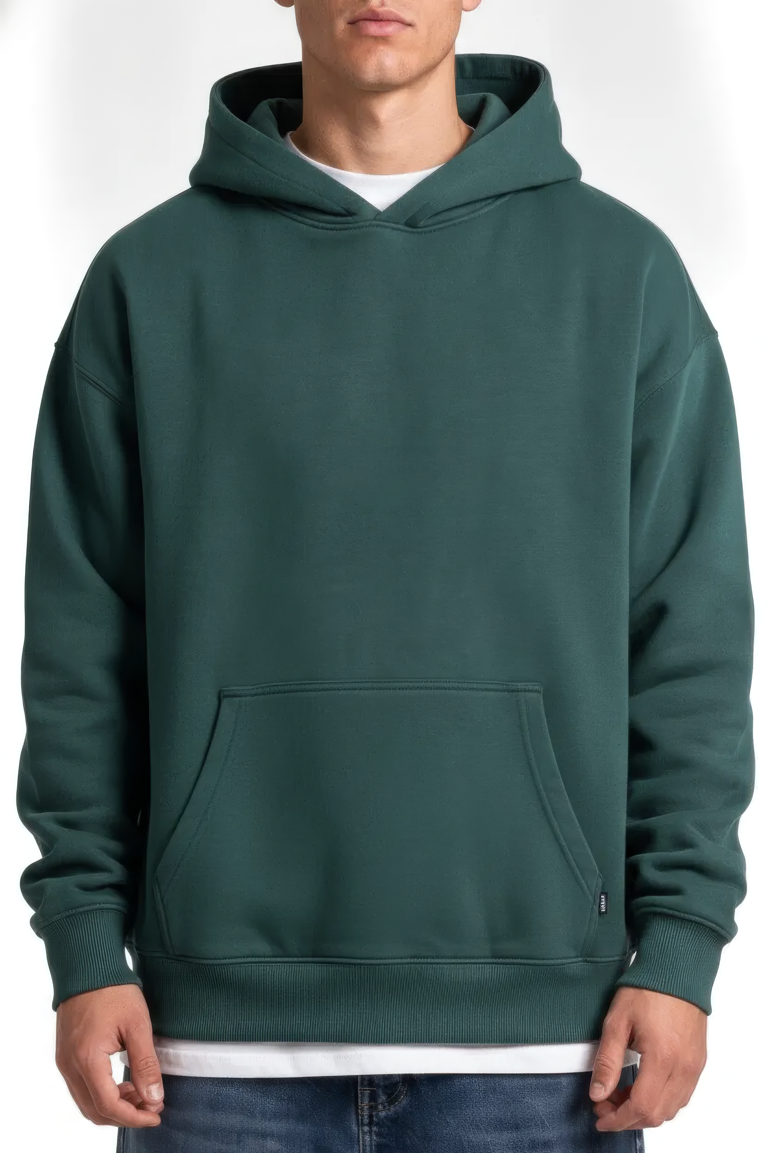 Bottle Green Melange Hooded Sweatshirt  – Premium Blended German Velvet