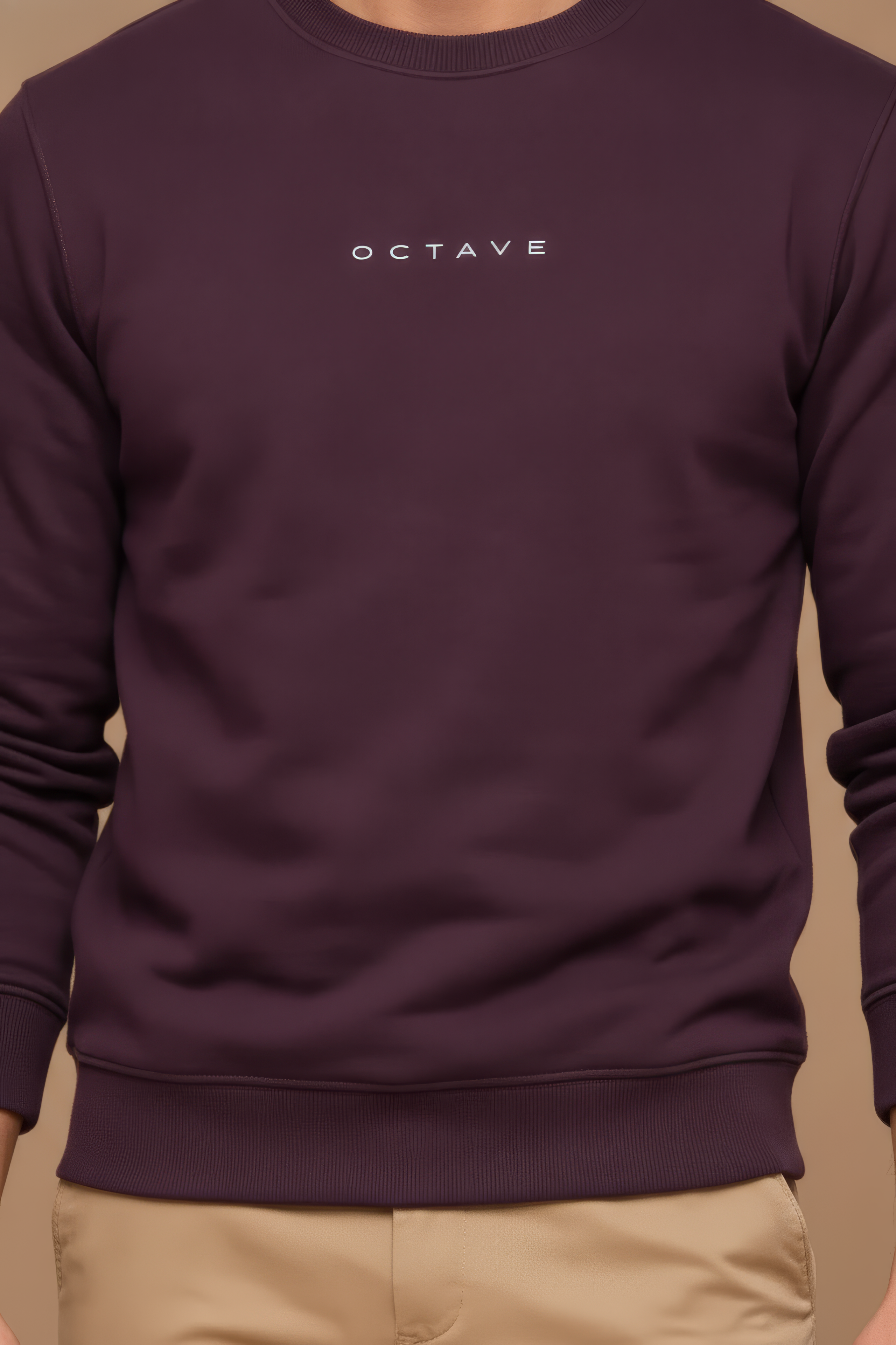 Men’s Premium Wine Crew Neck Cotton Fleece Sweatshirt