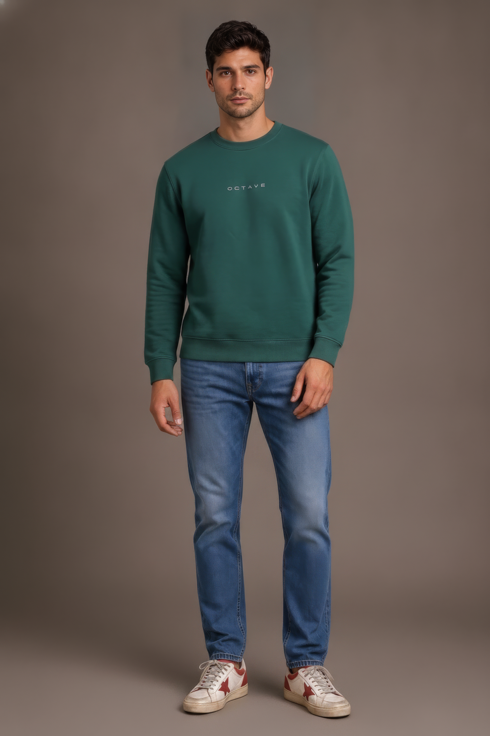 Men’s Premium Hunter Green Crew Neck Cotton Fleece Sweatshirt