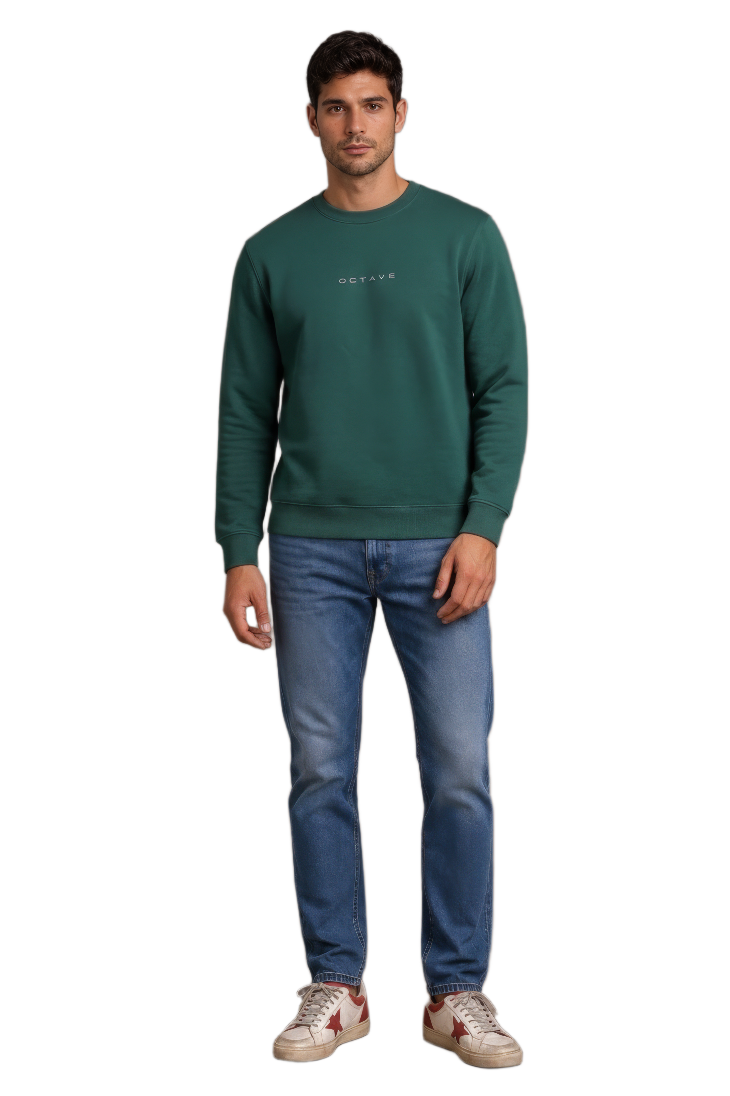 Men’s Premium Hunter Green Crew Neck Cotton Fleece Sweatshirt