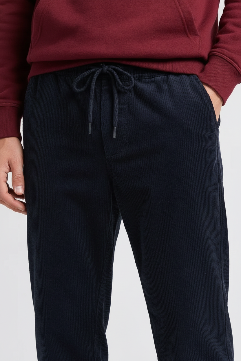Men’s Black Seersucker Lower with Drawstring