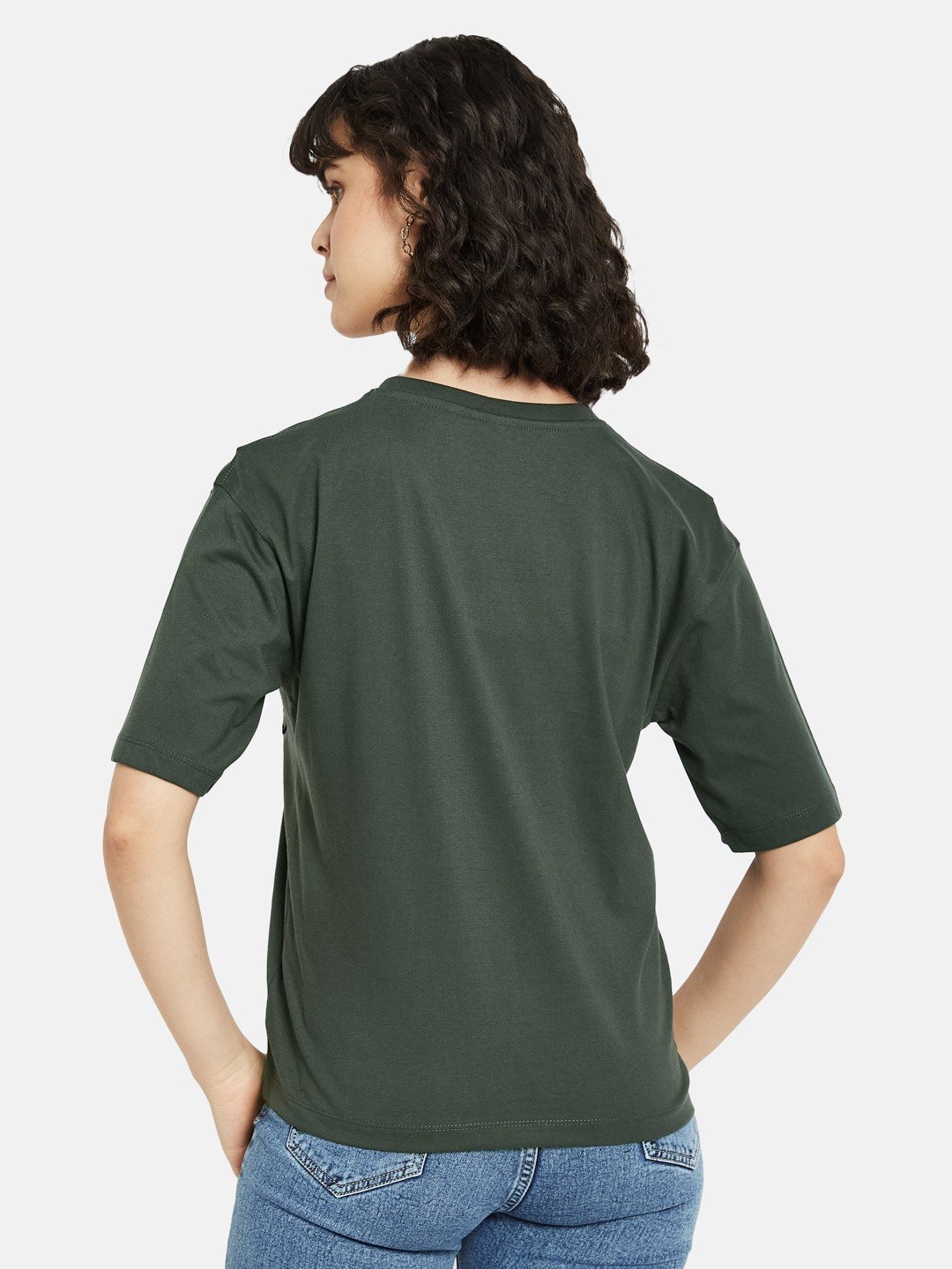 METTLE Women Graphic Printed Round Neck Cotton T-shirt