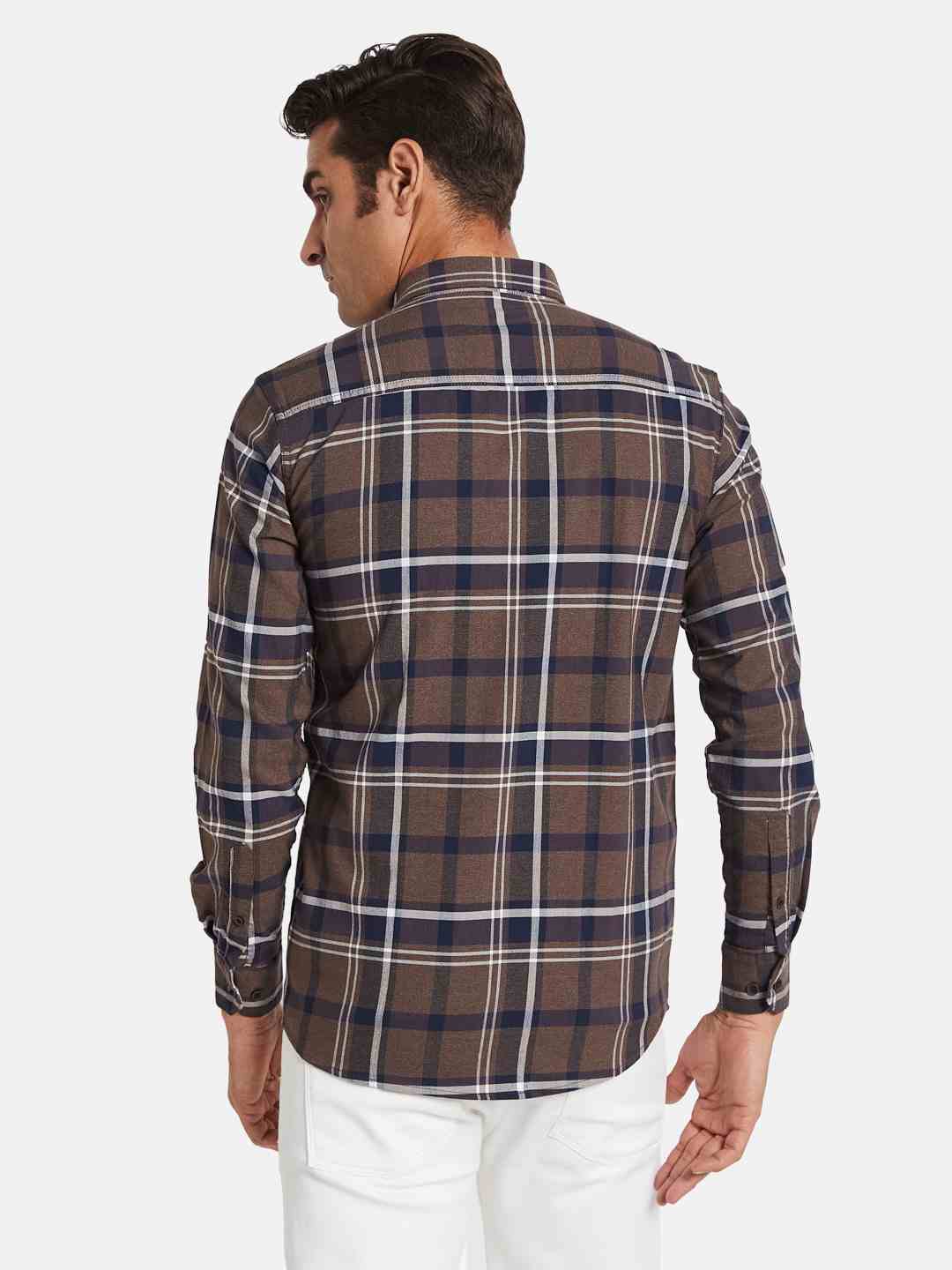 METTLE Men Opaque Checked Casual Shirt