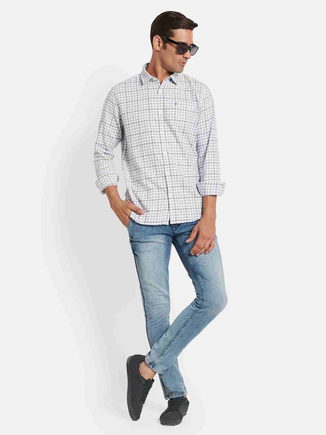 METTLE Men Opaque Checked Casual Shirt