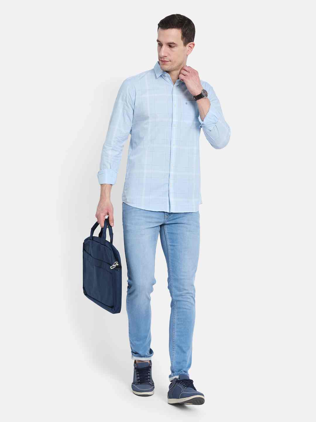 METTLE Men Opaque Checked Casual Shirt