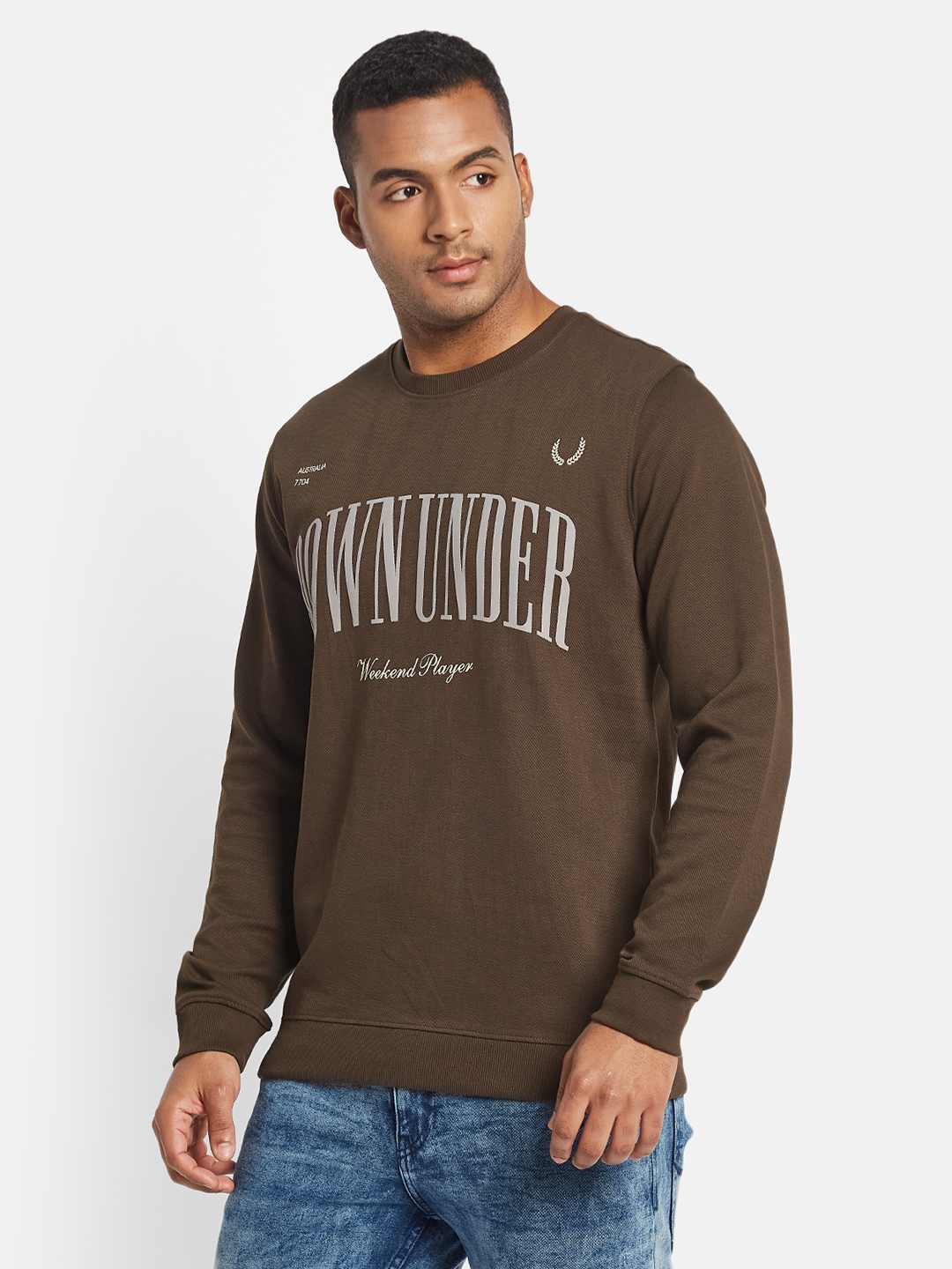 METTLE Men Typography Printed Pullover Cotton Sweatshirt