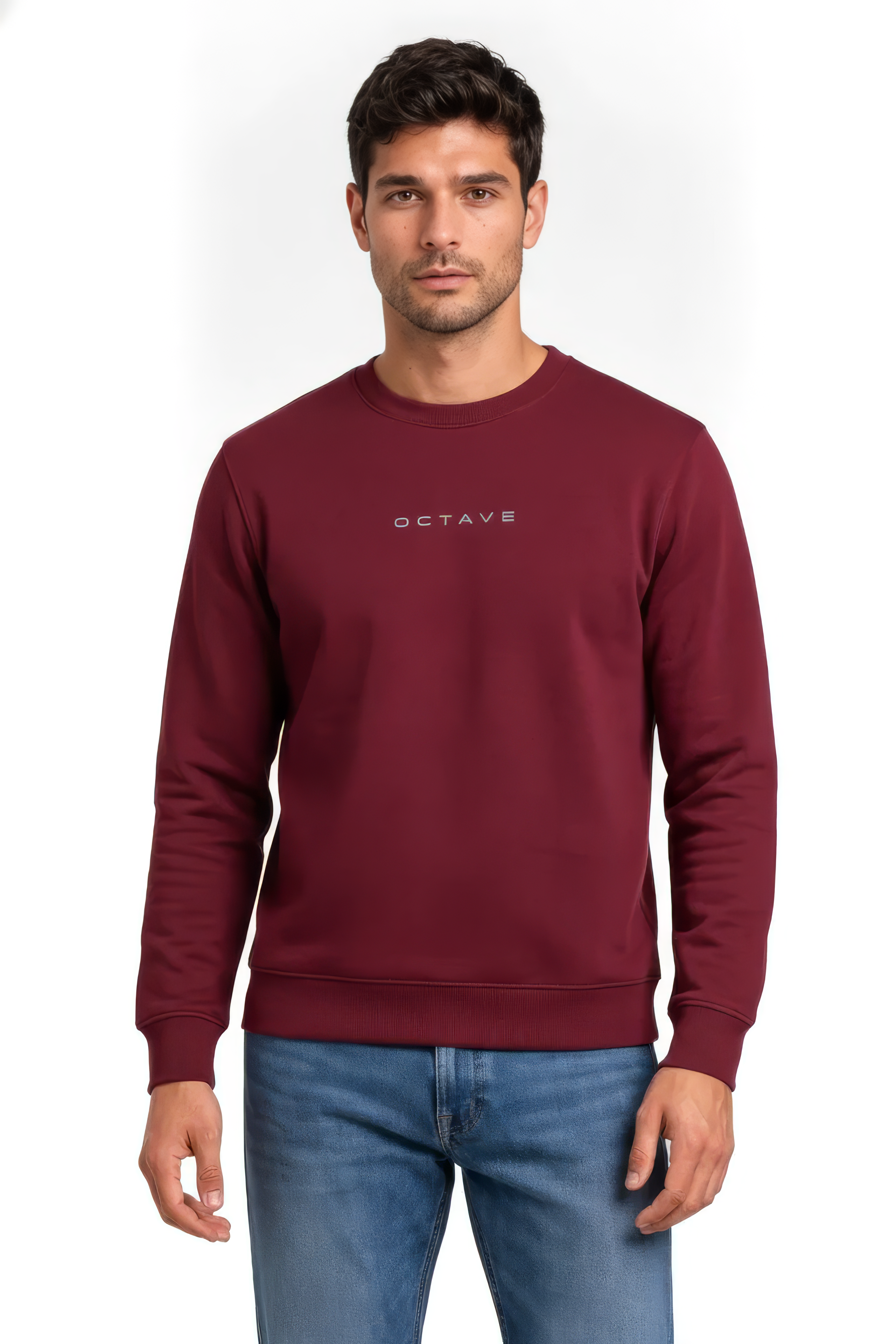Men’s Premium Merlot Crew Neck Cotton Fleece Sweatshirt