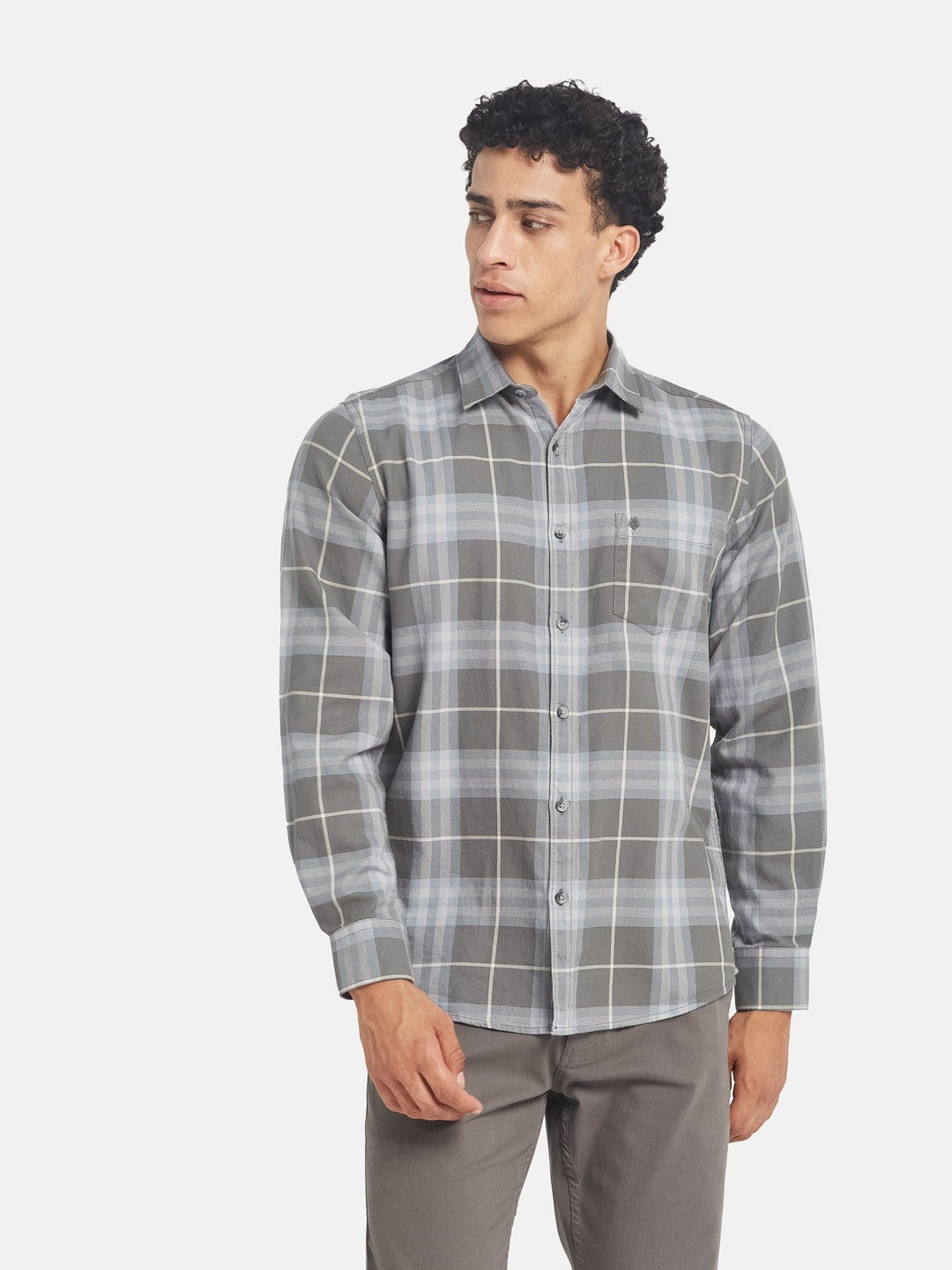 METTLE SS25 Checked Spread Collar Casual Cotton Shirt