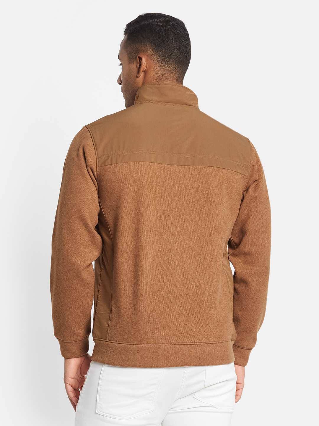 Octave Men Colourblocked Mandarin Collar Sweatshirt