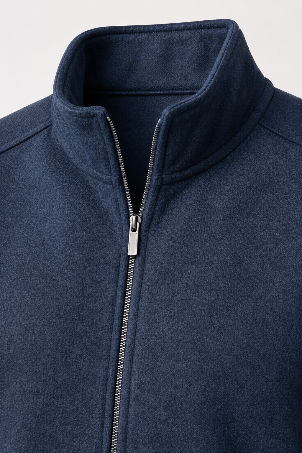 Men’s Navy Melange German Suede Full-Zip Winter Sweatshirt
