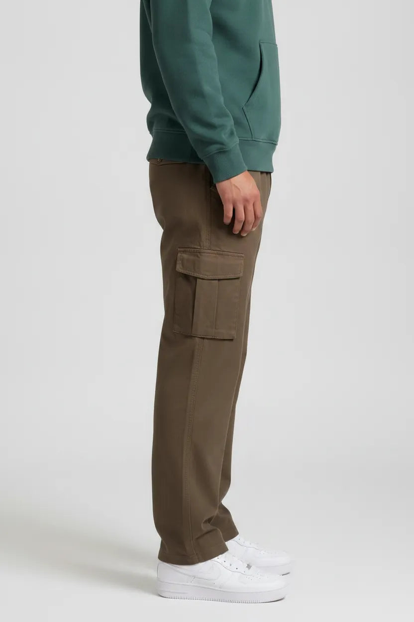 Men’s Duck Brown Cotton Poplin Cargo Lower with Drawstring