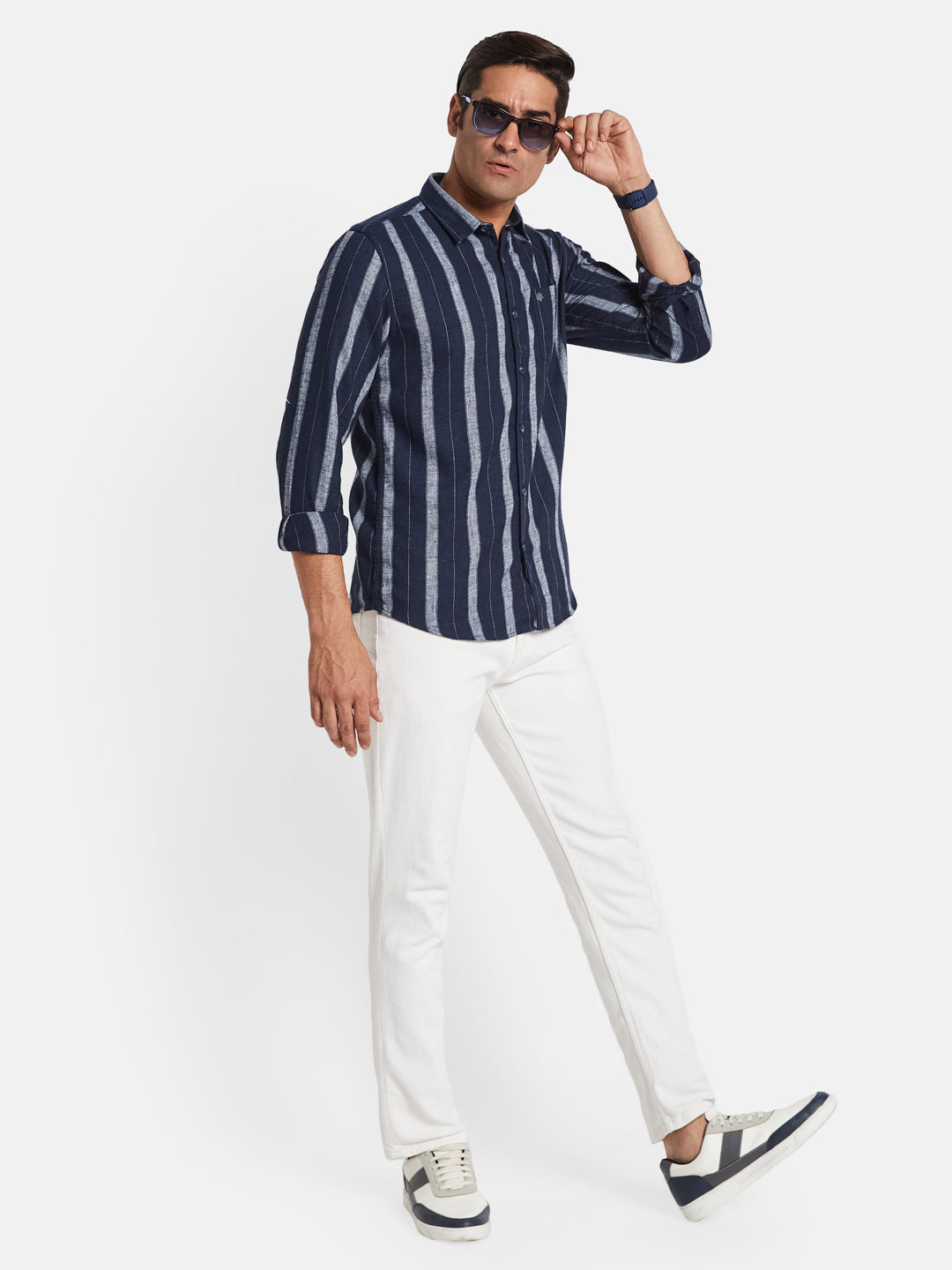 METTLE Men Multi Stripes Opaque Striped Casual Shirt