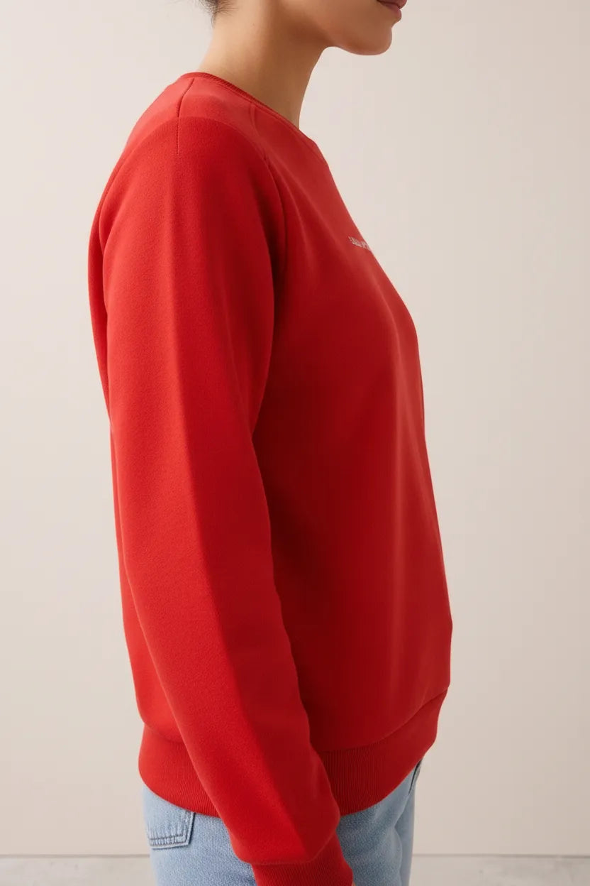 Women Black Cotton Fleece | Round Neck Full Sleeves Casual Winter Sweatshirt