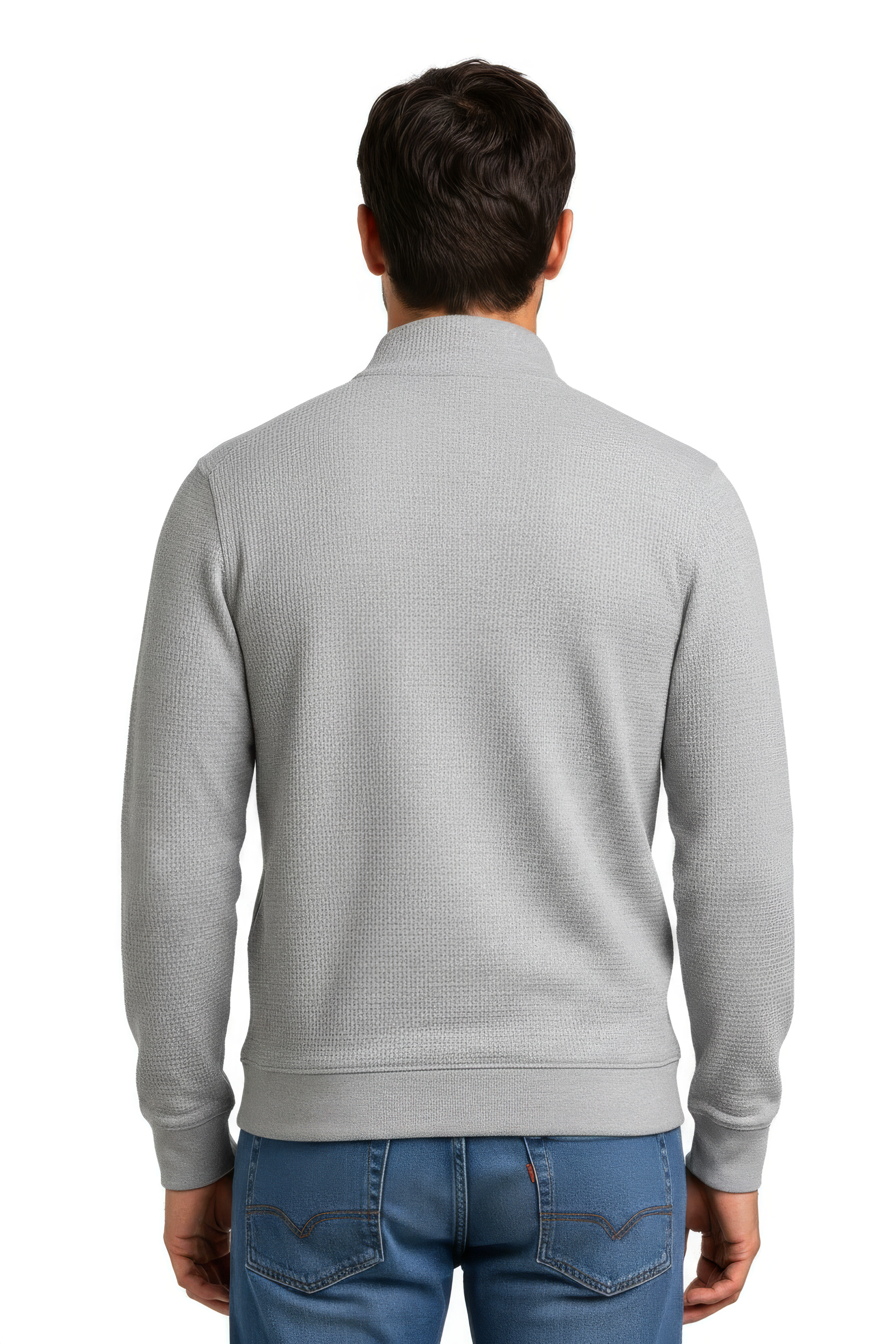 Men’s Onyx Standing Collar Half-Zip Sweatshirt – Brushed Seersucker Fabric Pullover