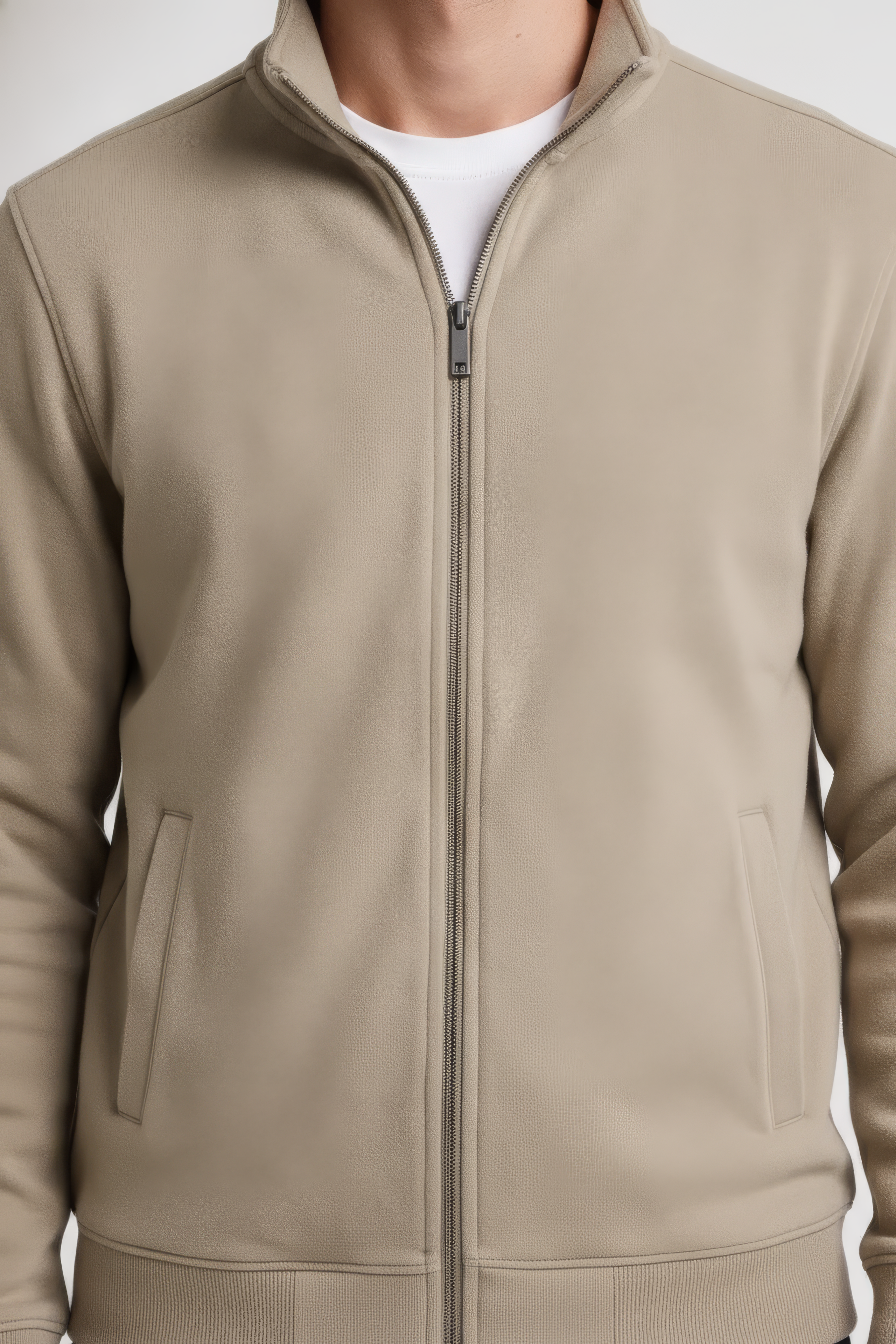 Men’s Natural Melange Full Zip Sweatshirt – Premium Blended German Velvet
