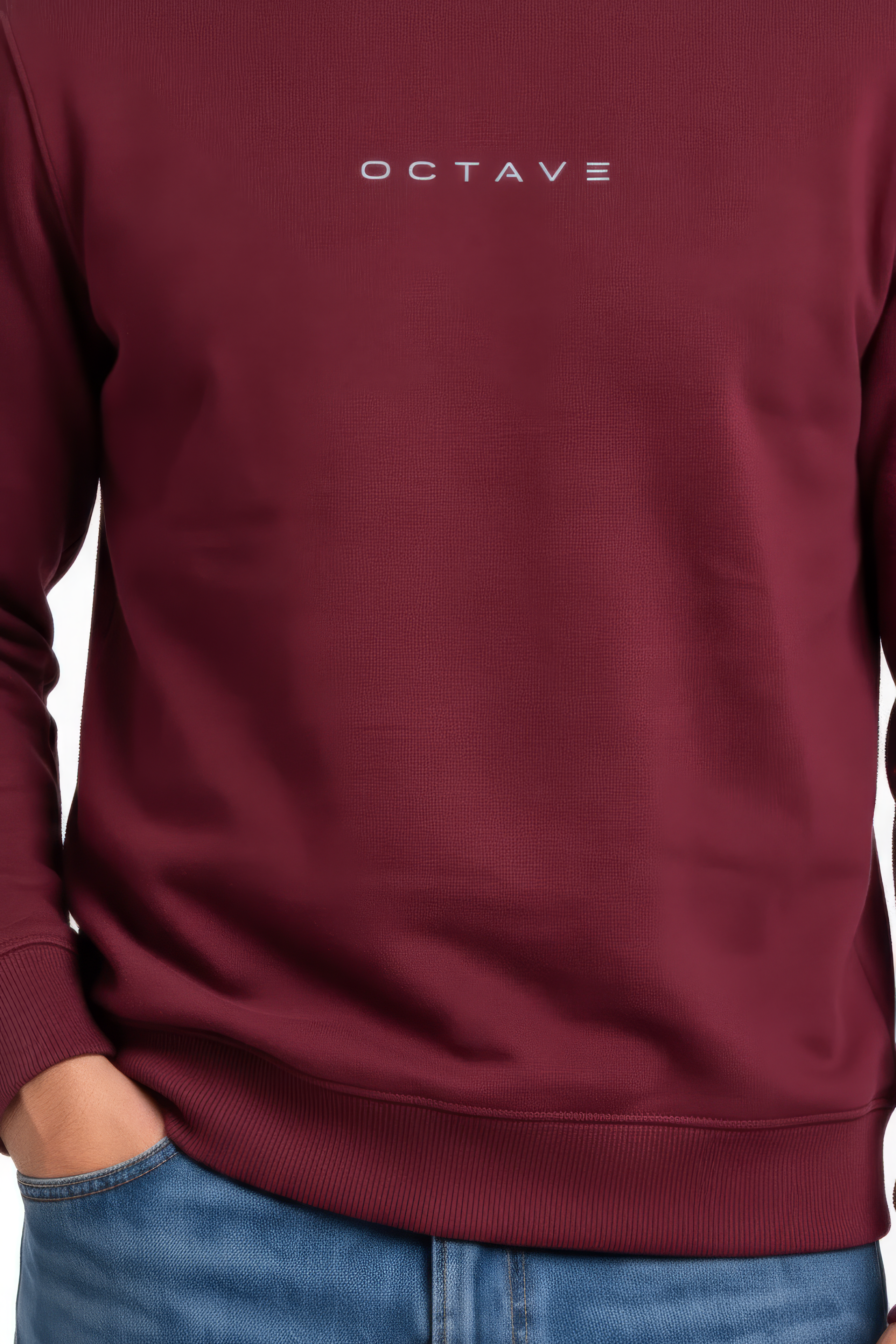 Men’s Premium Merlot Crew Neck Cotton Fleece Sweatshirt