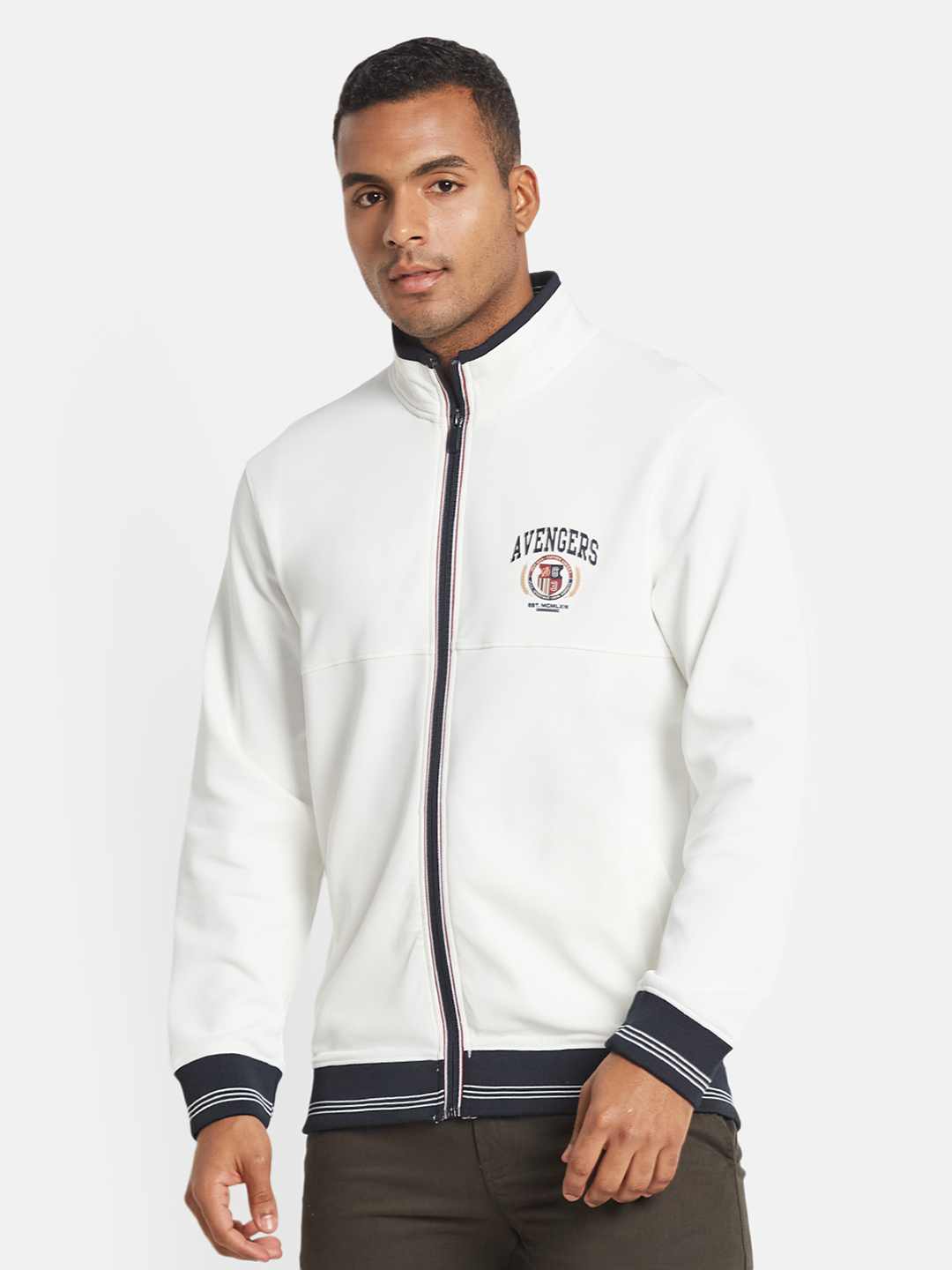 Octave Men Graphic Printed Mandarin Collar Sweatshirt