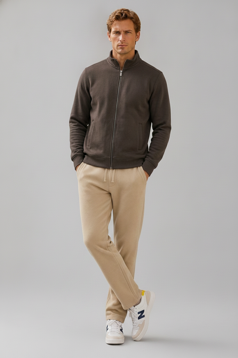 Men’s Natural Melange Premium German Velvet  Lower with Drawstring