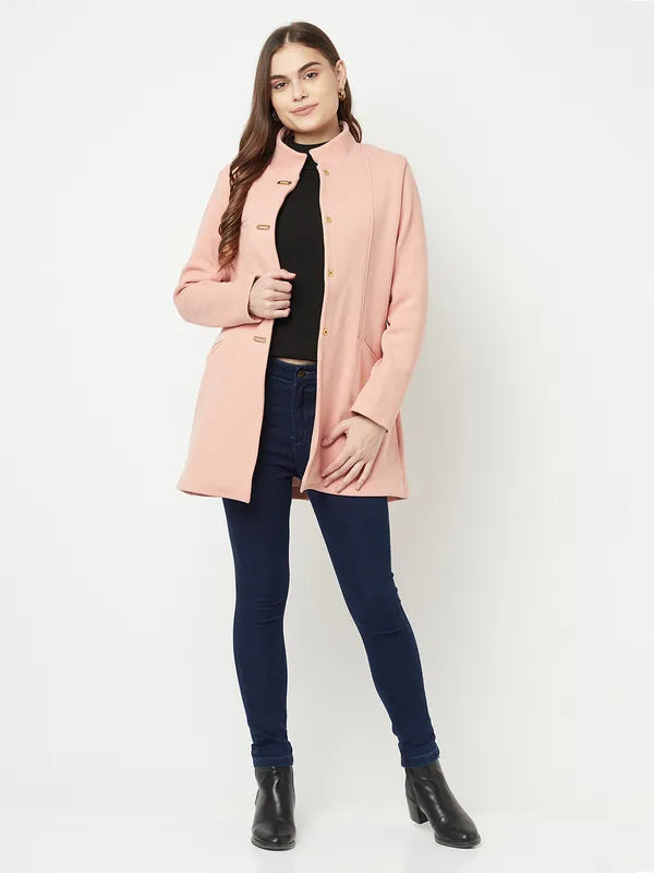 Women Suede Pink Coat