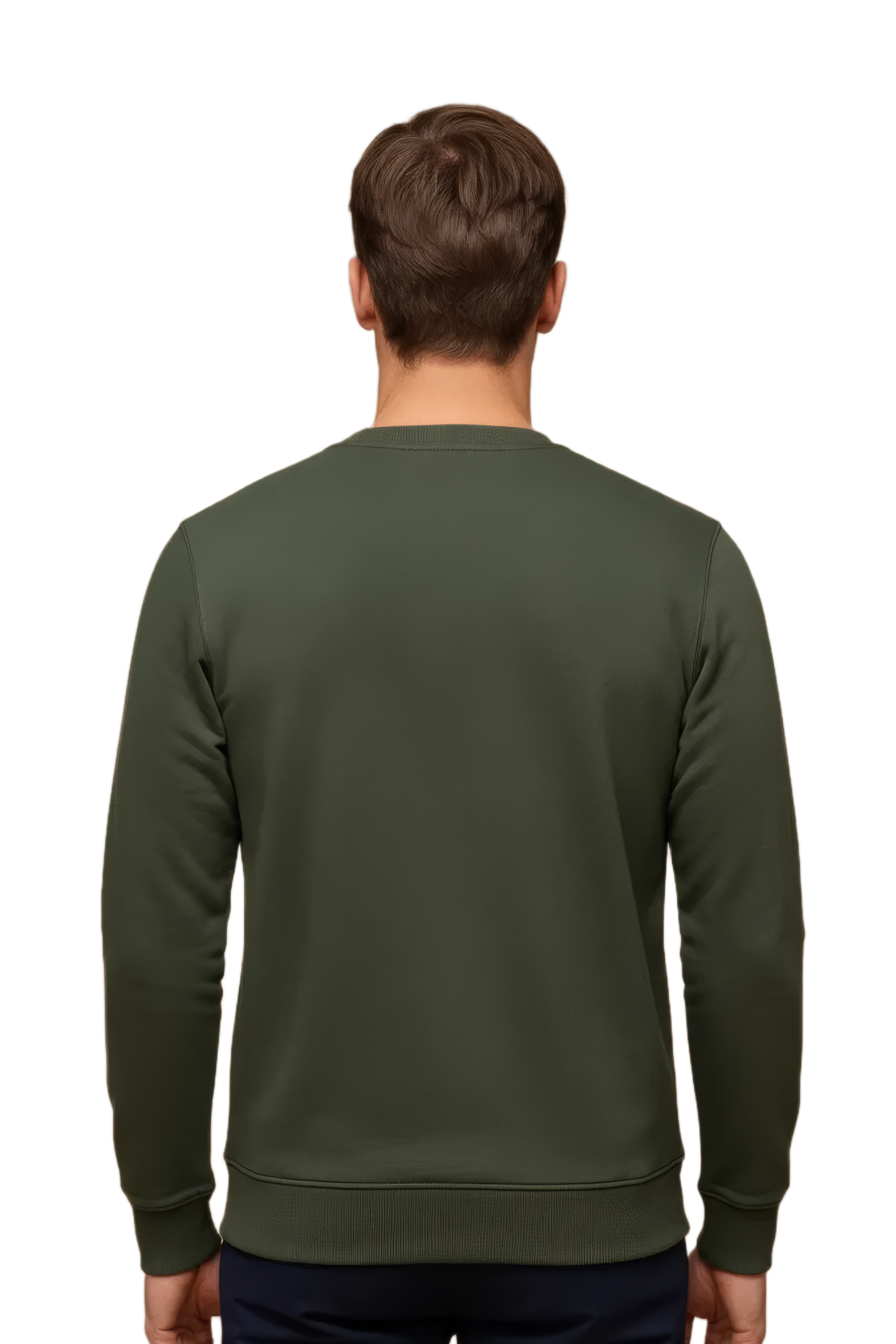 Men’s Premium Olive Crew Neck Cotton Fleece Sweatshirt
