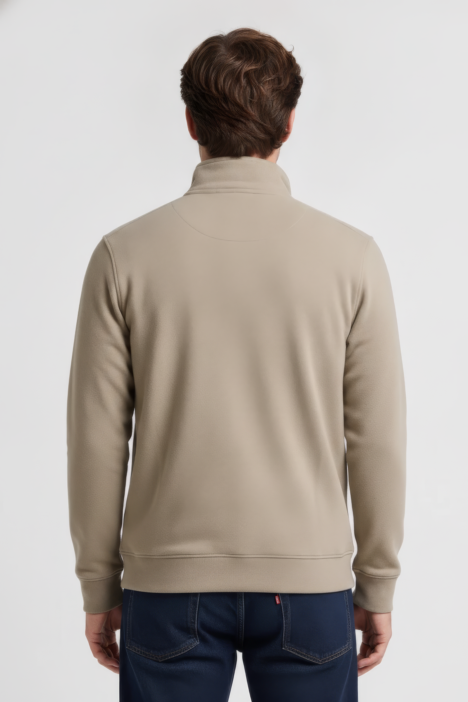 Men’s Natural Melange Full Zip Sweatshirt – Premium Blended German Velvet