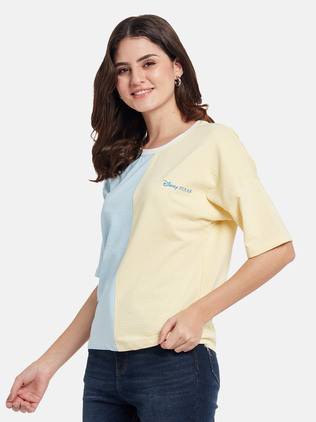 METTLE Colourblocked Round Neck Cotton T-shirt