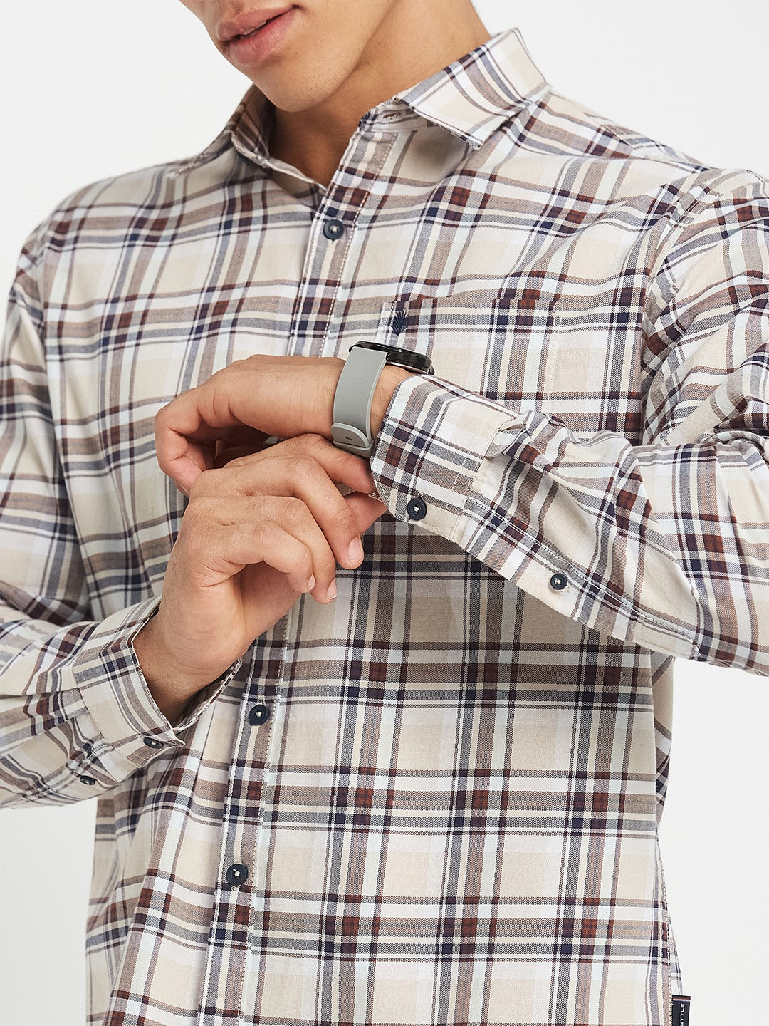 METTLE Checked Long Sleeves Cotton Shirt