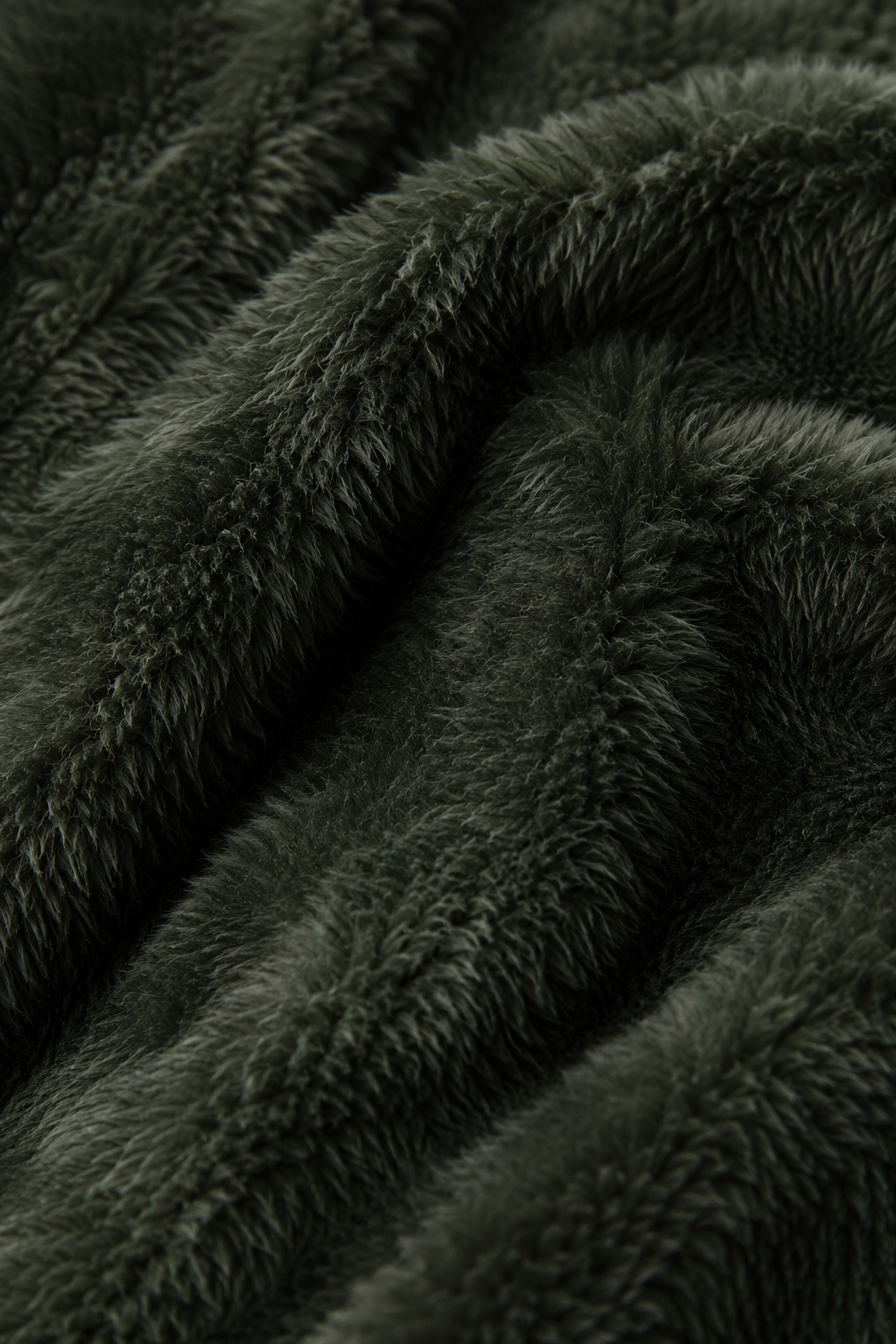 Men’s Olive Fur Full-Zip Winter Sweatshirt | Stand Collar