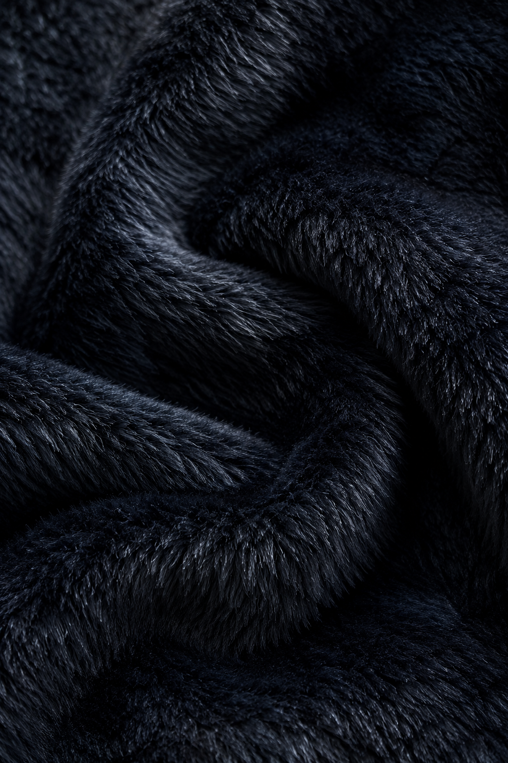 Men’s Black Fur Full-Zip Winter Sweatshirt | Stand Collar