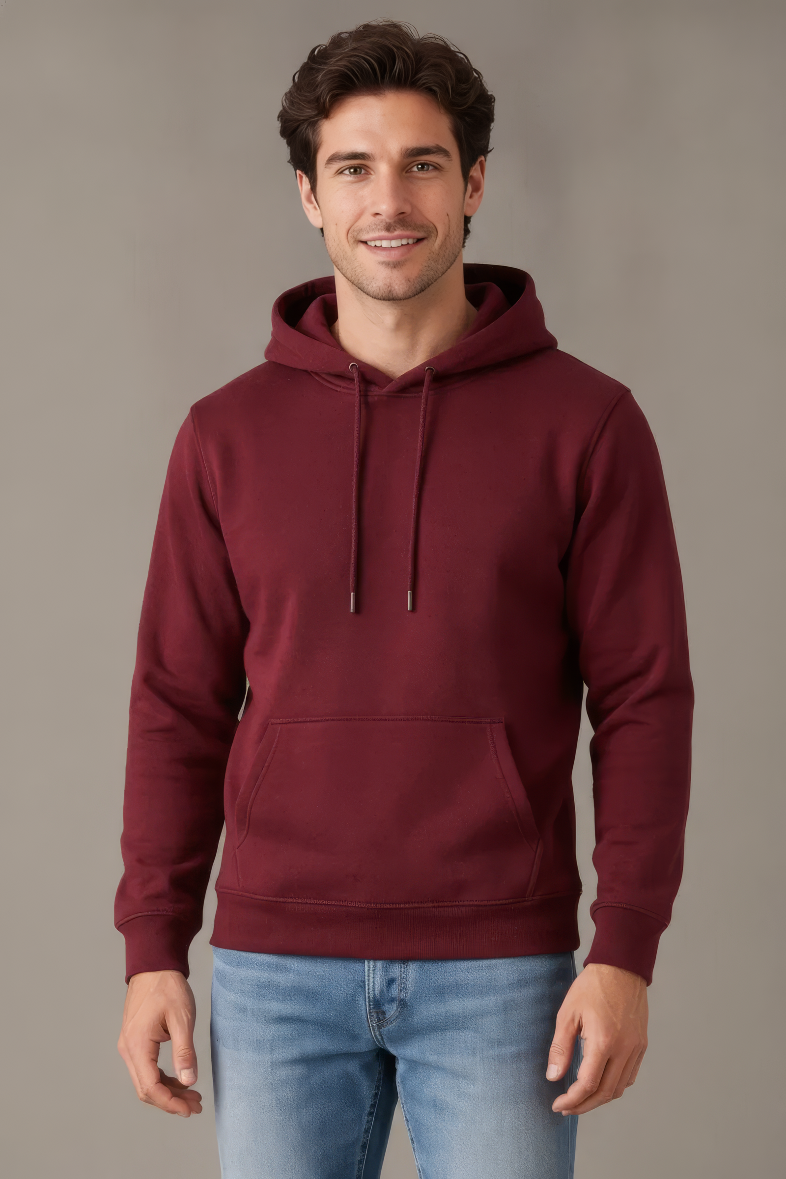 Men’s Merlot Melange Hooded Sweatshirt – Premium Blended German Velvet