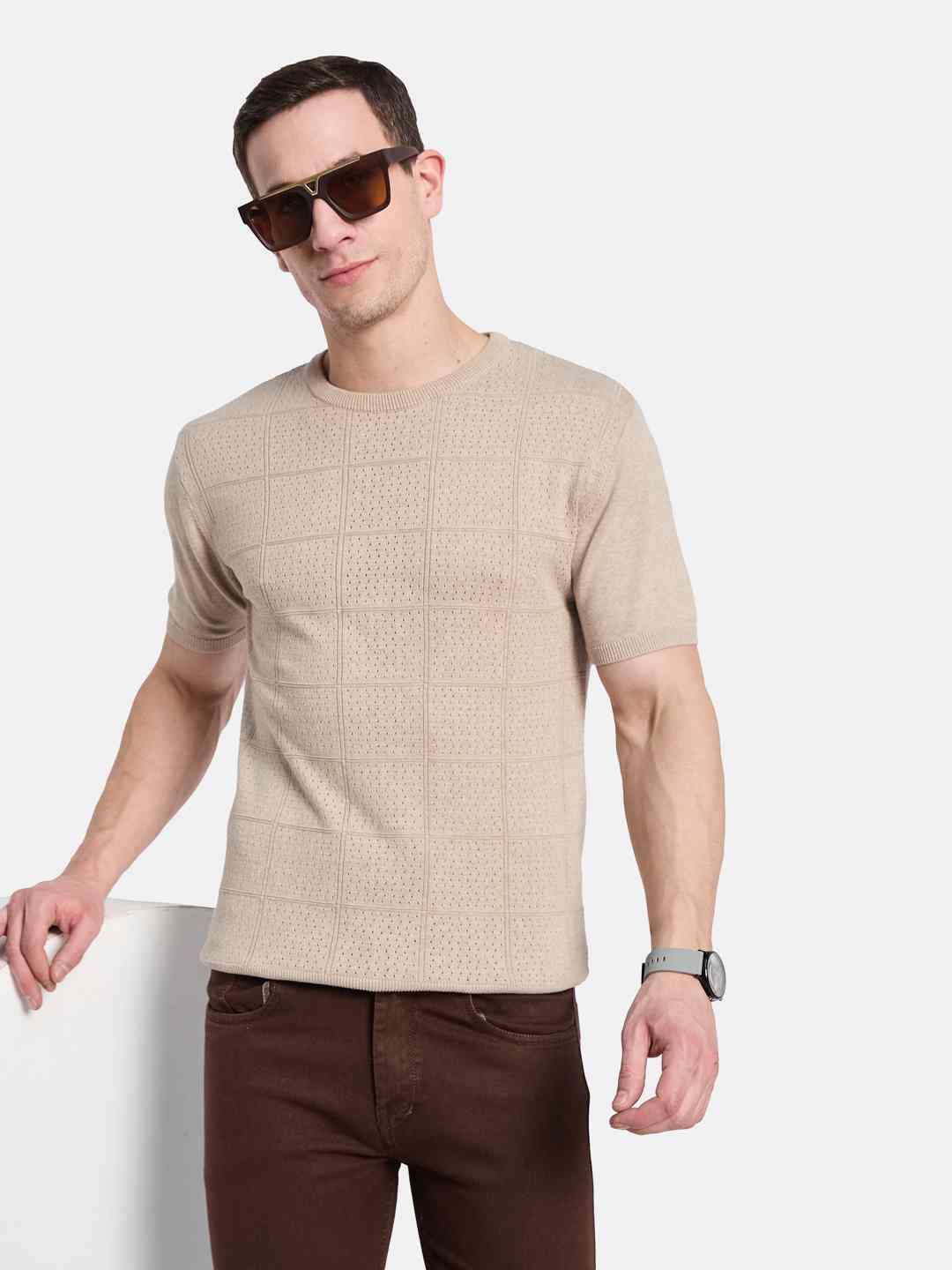 METTLE Men Checked T-shirt