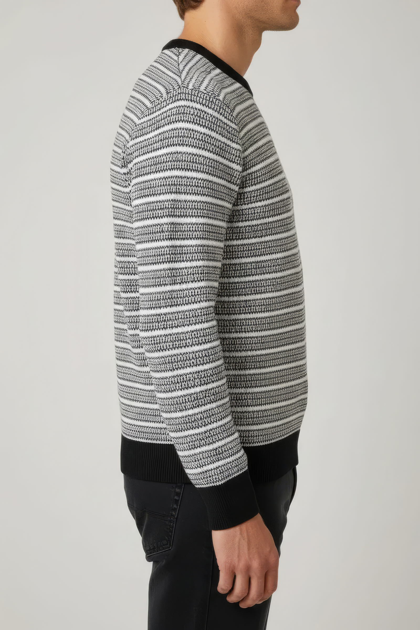 Men’s Dark Navy Jacquard Cotton Round-Neck Full-Sleeve Winter Sweater
