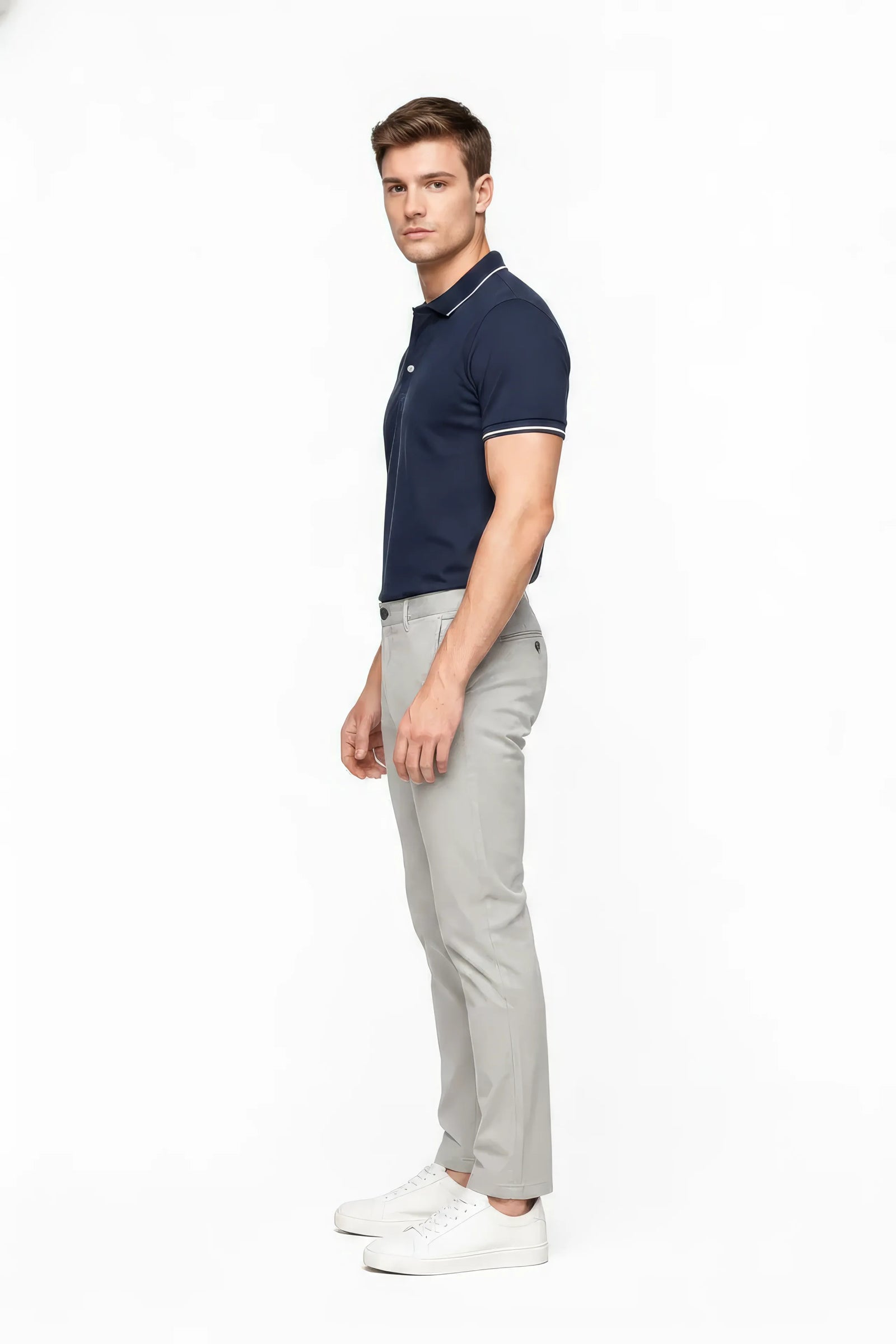 Men Silver Chinos Trousers