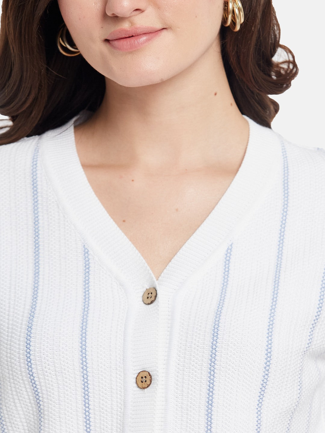METTLE Striped V-Neck Cotton T-shirt