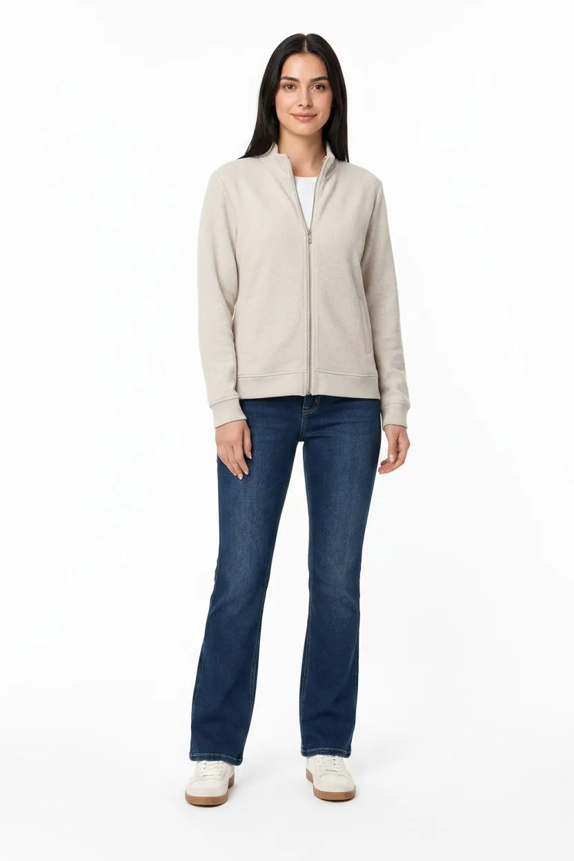Textured Cotton Blend Full-Zip Sweatshirt - Vanilla (Co-ord Set Upper)