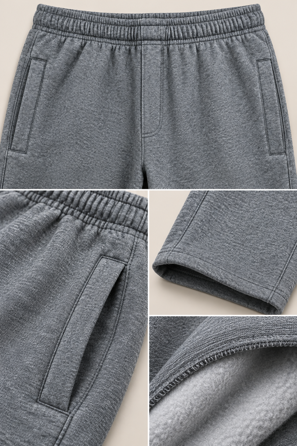 Men’s Heather Grey Cotton Fleece Lower with Drawstring