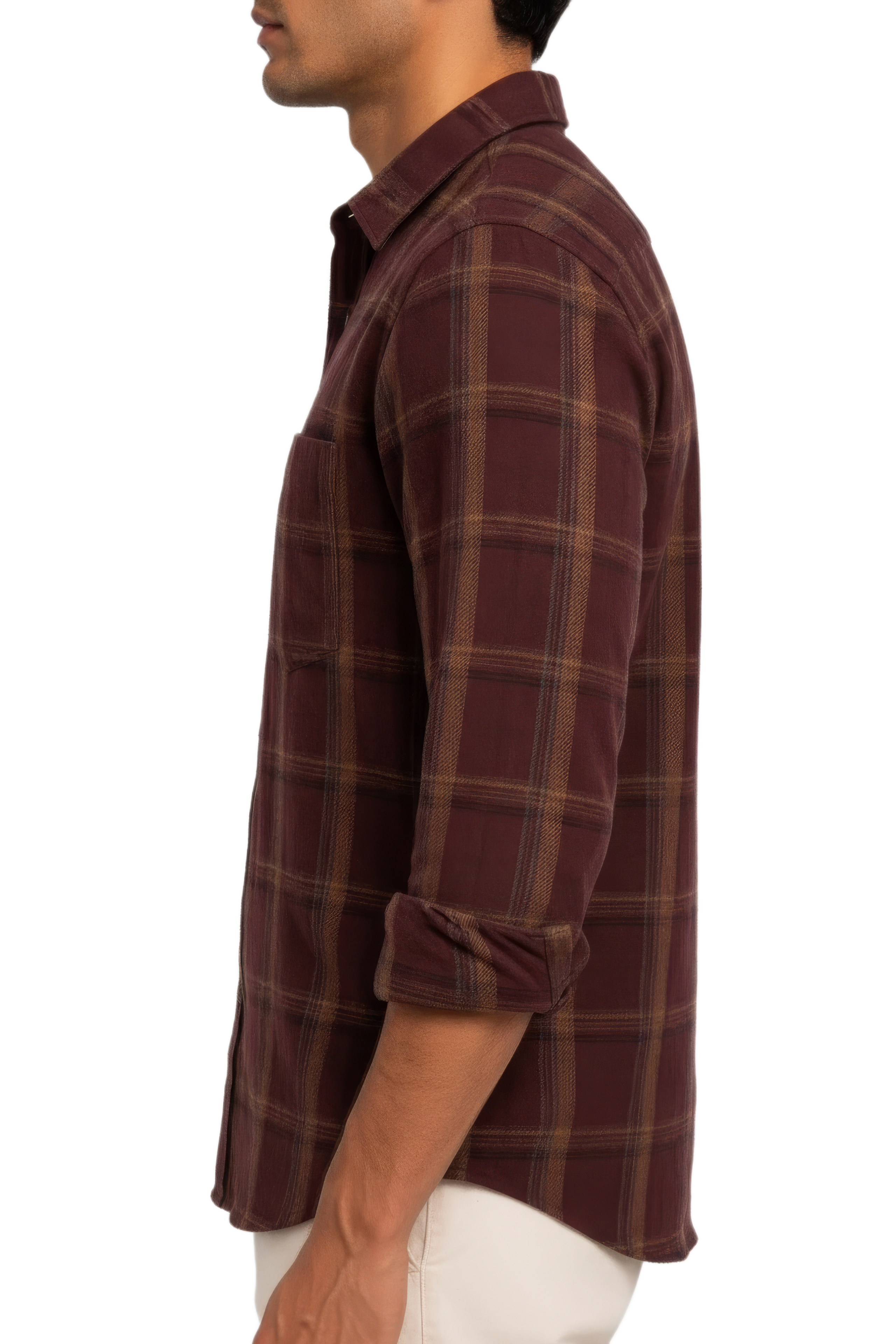 Men’s Coffee Check Cotton Corduroy Full Sleeve Shirt