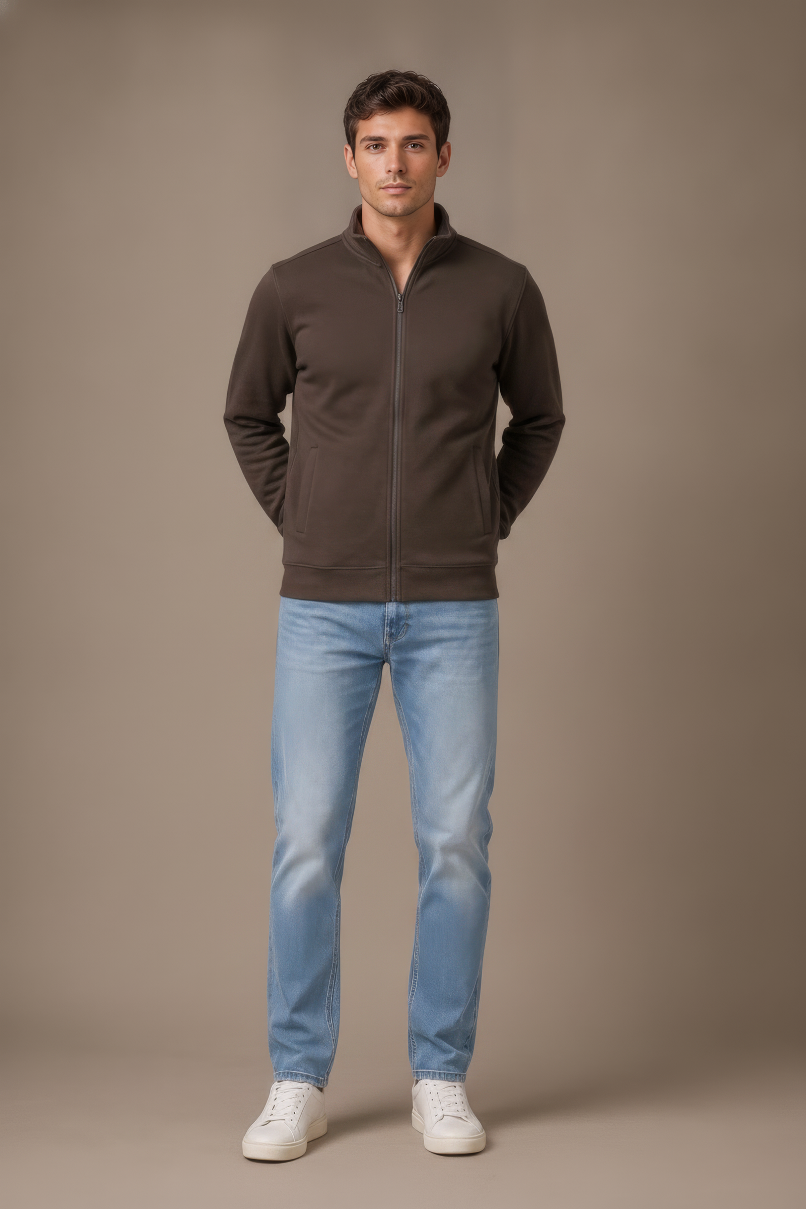 Espresso Full Zip Sweatshirt | Premium Blended German Velvet