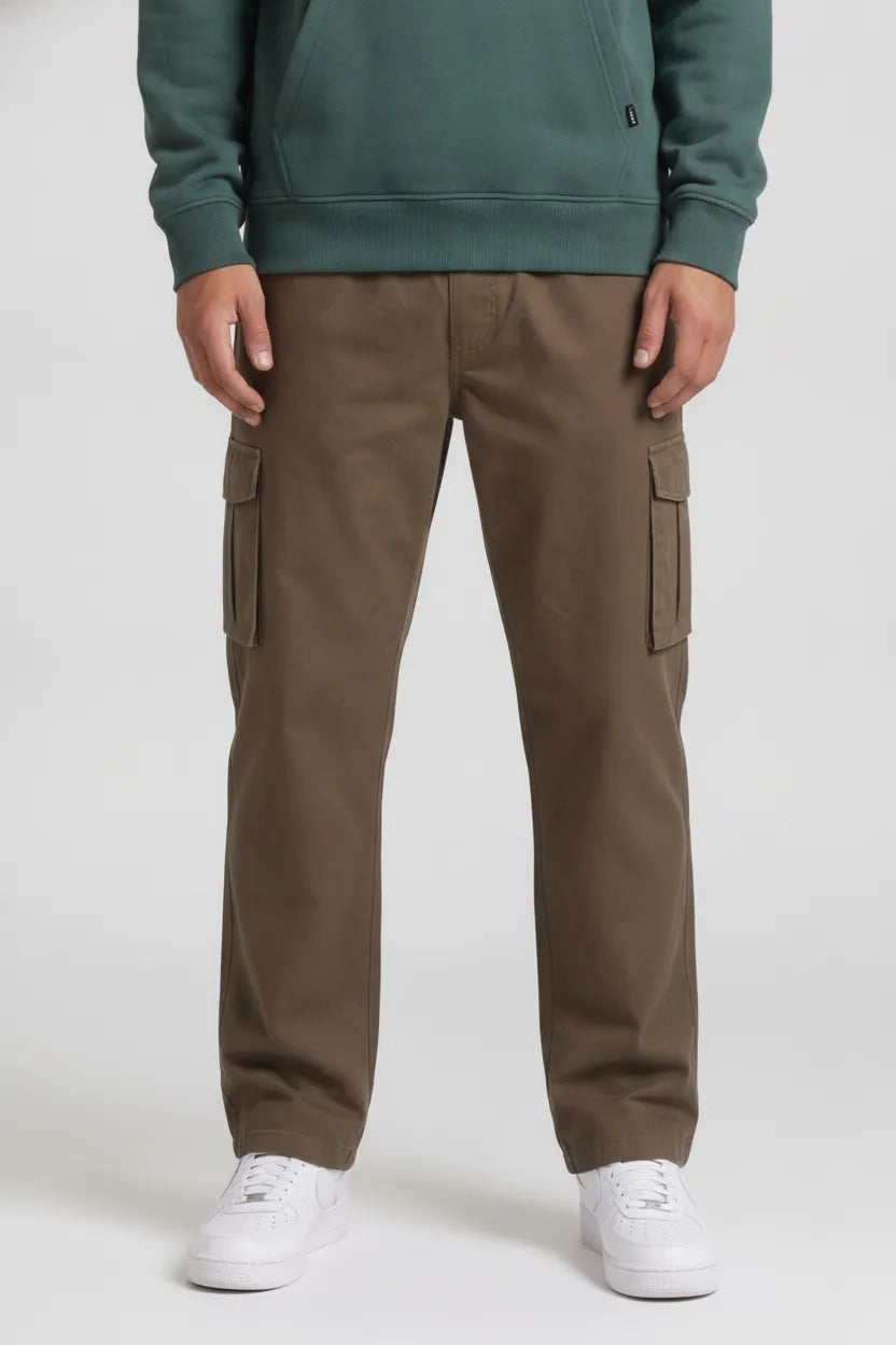 Men’s Duck Brown Cotton Poplin Cargo Lower with Drawstring