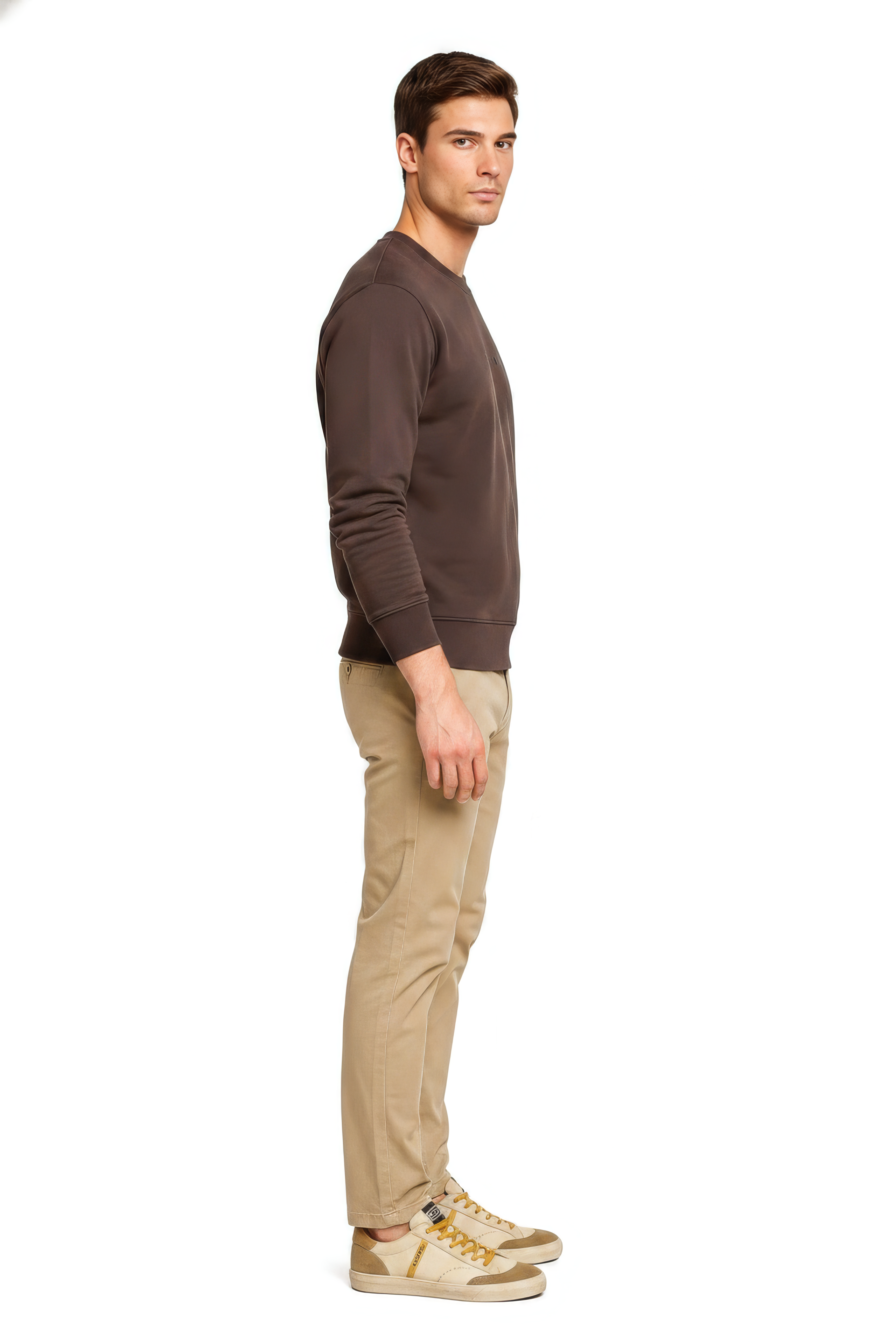 Men’s Premium Espresso Crew Neck Cotton Fleece Sweatshirt