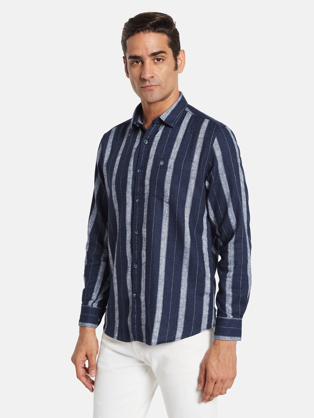 METTLE Men Multi Stripes Opaque Striped Casual Shirt