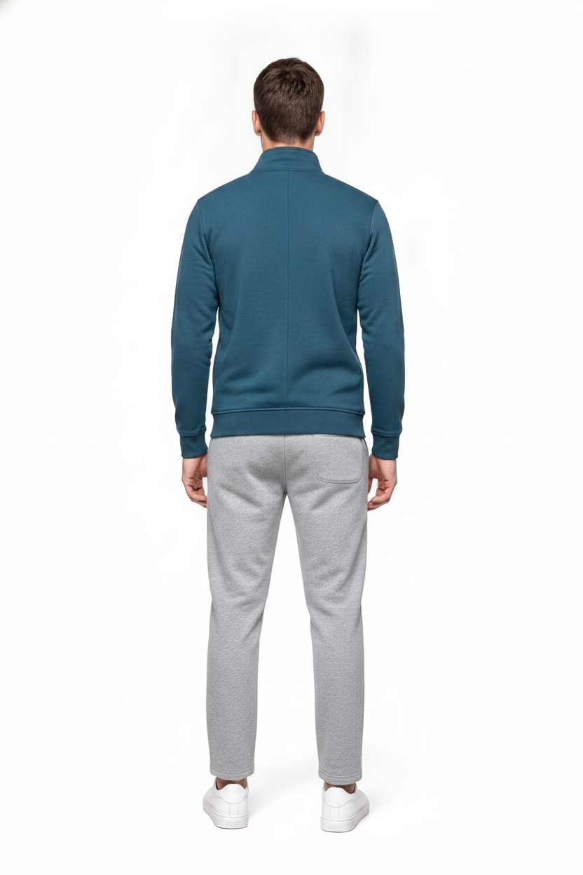 Men’s Grey Melange Cotton Fleece Lower with Drawstring
