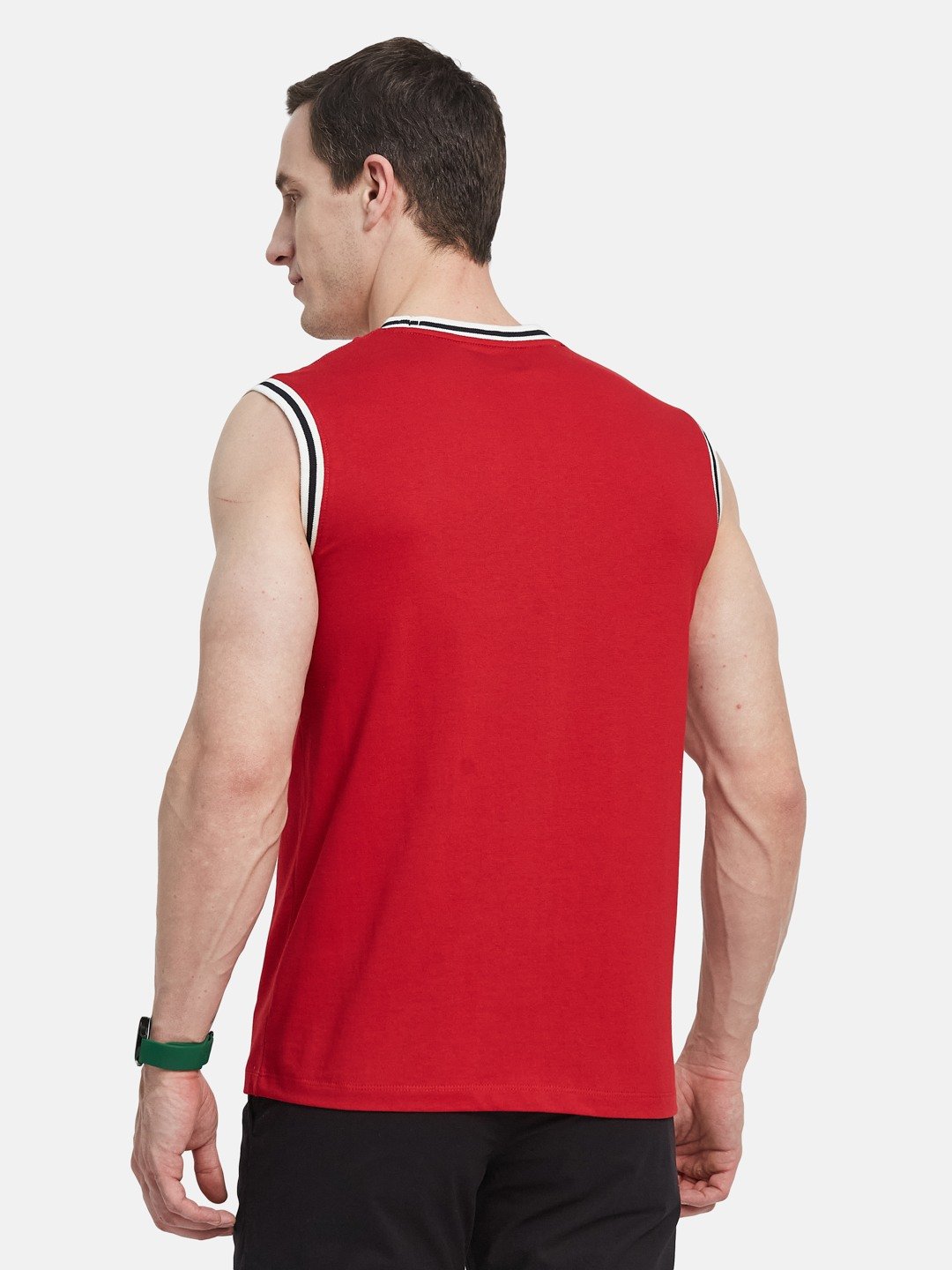 CHEST PRINT ROUND NECK SHANDOW SINGLE JERSEY KNIT  T-SHIRT