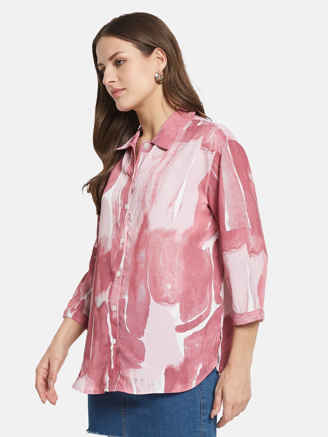 METTLE Hot Pink Tie and Dye Print Cotton Top