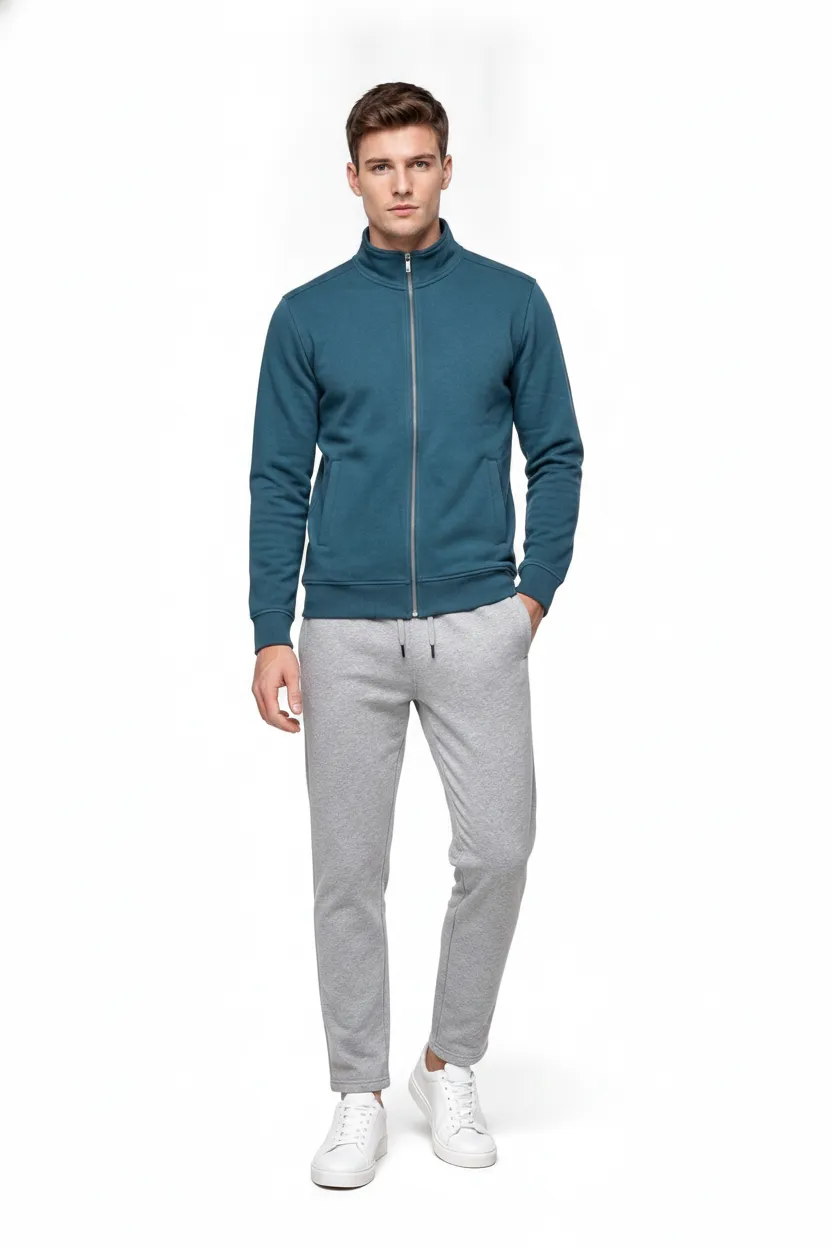 Men’s Grey Melange Cotton Fleece Lower with Drawstring