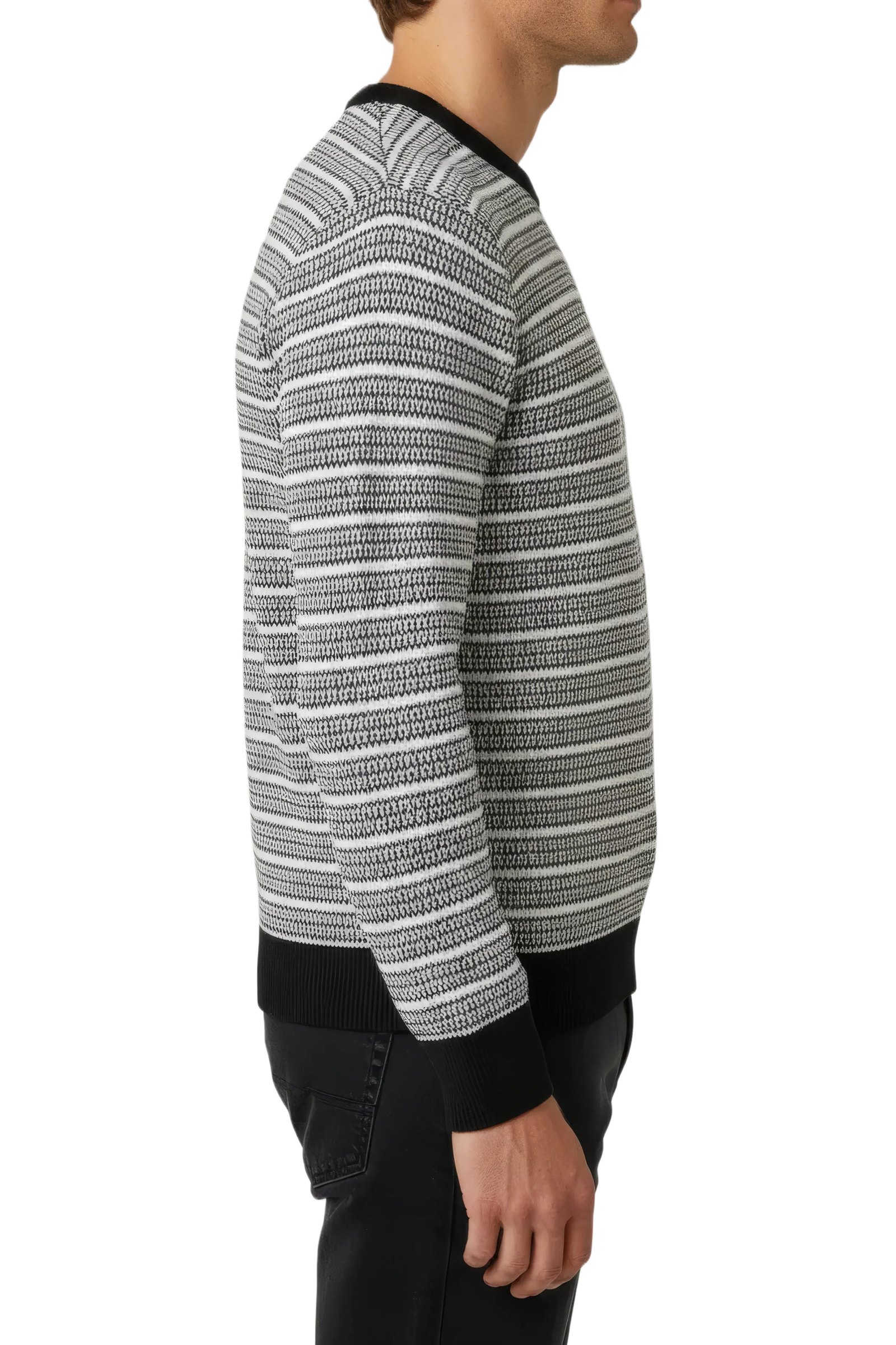 Men’s Dark Navy Jacquard Cotton Round-Neck Full-Sleeve Winter Sweater