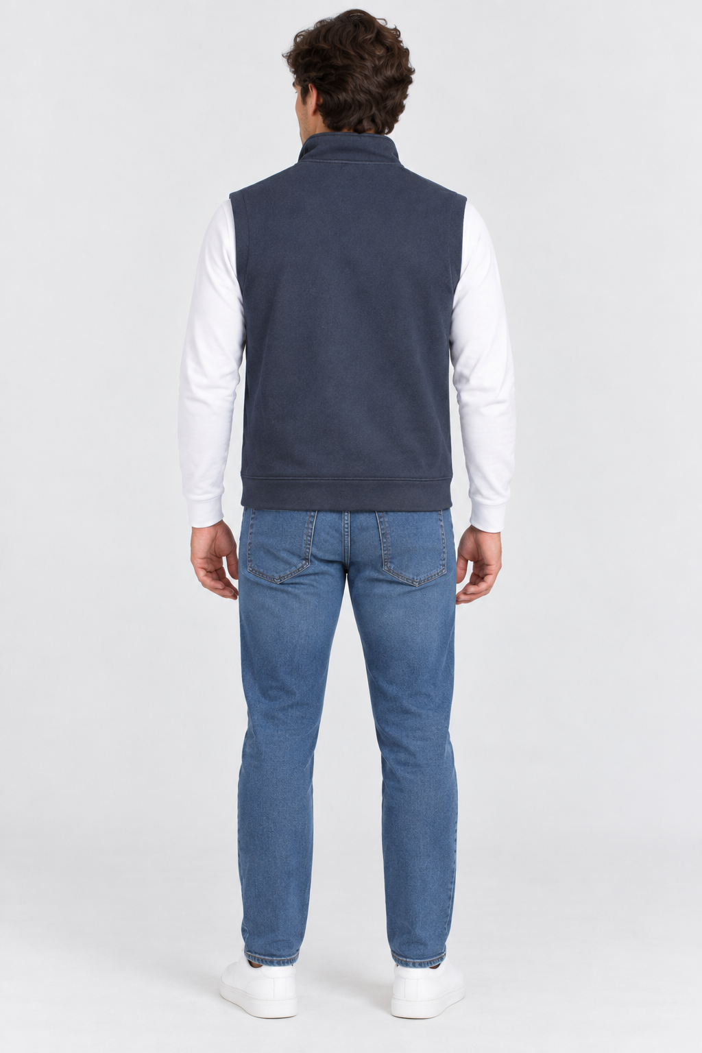 Men’s Navy German Velvet Knitted Gilet – Regular Fit Full Zip Sleeveless Jacket